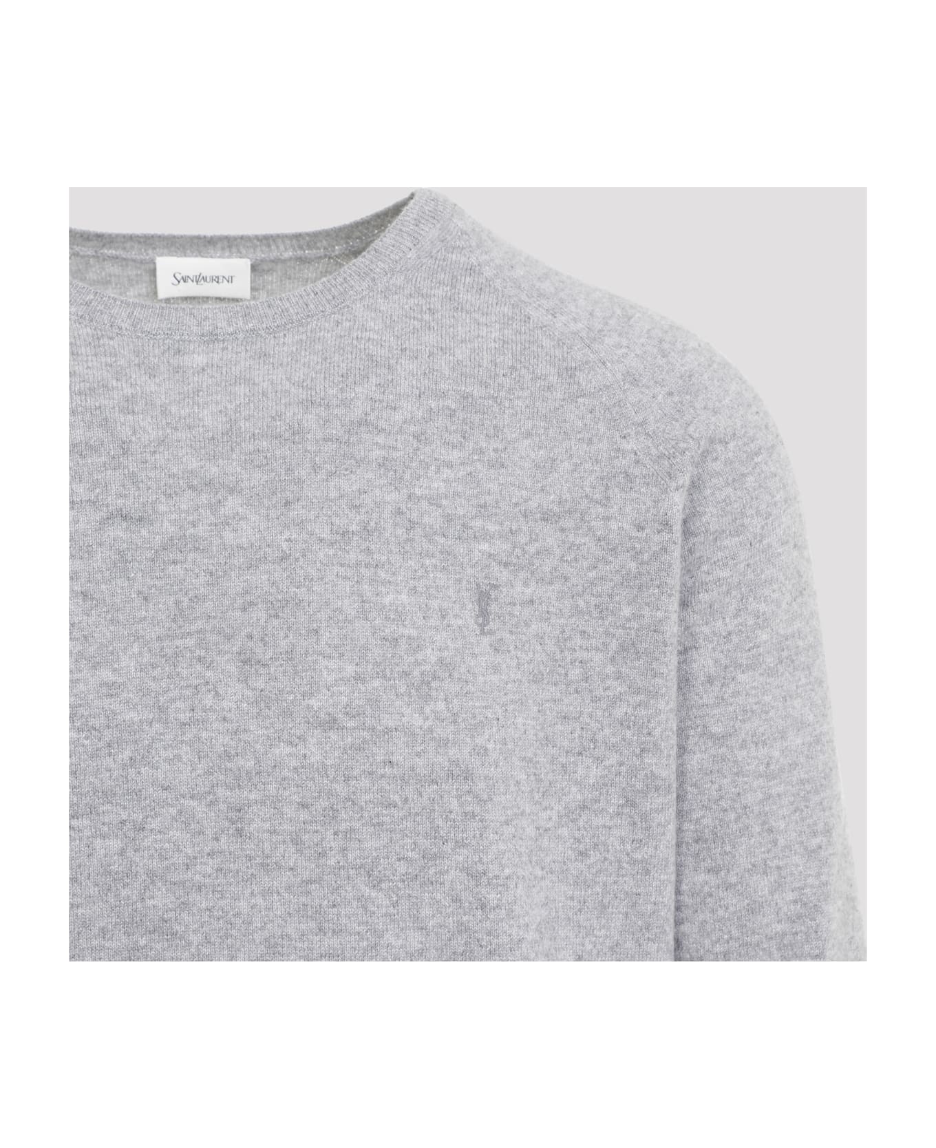 Saint Laurent Cassandre Crewneck Jumper - Gris Chine ニットウェア