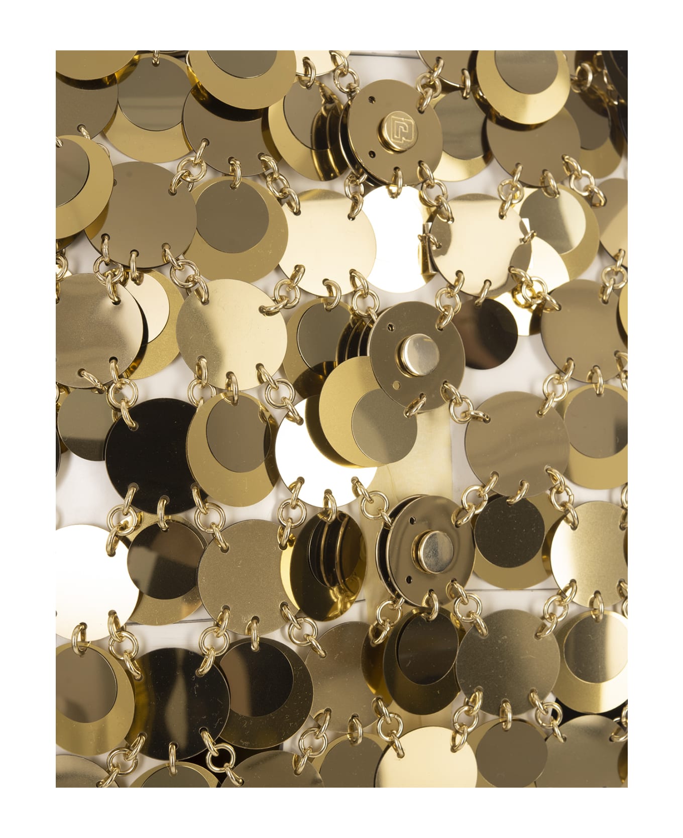 Paco Rabanne Mini Skirt With Golden Mirror Effect Discs - Gold