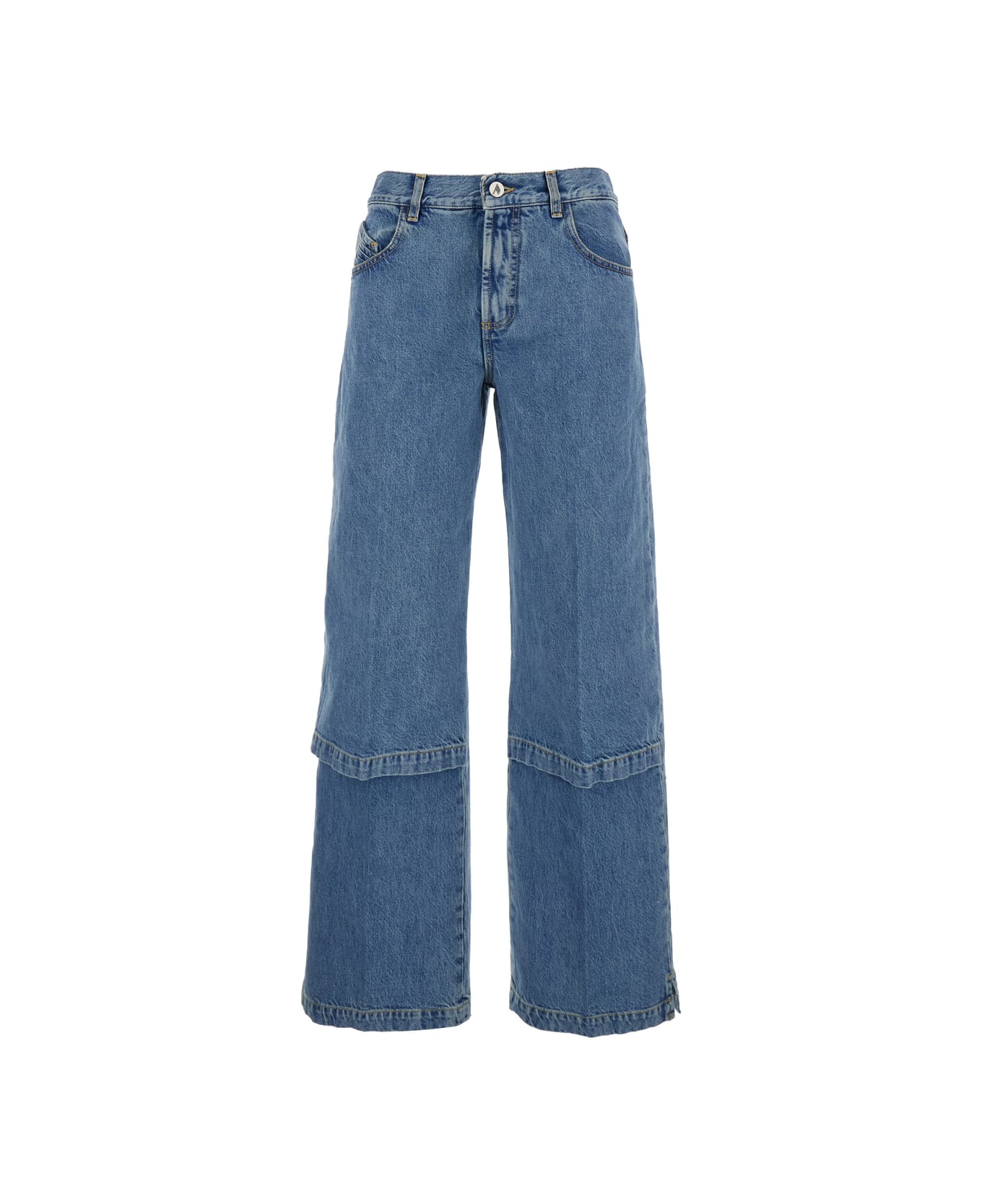 The Attico Blue Jeans With Logo Detail On The Pocket And Logo Patch On The Rear In Denim Woman - Blu