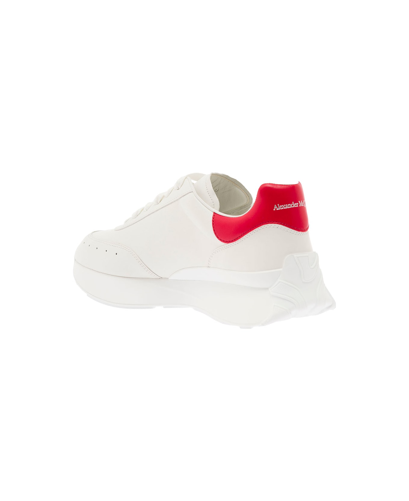 Alexander McQueen White 'sprint' Sneakers With Contrast Branded Heel In Calf Leather Man - White スニーカー