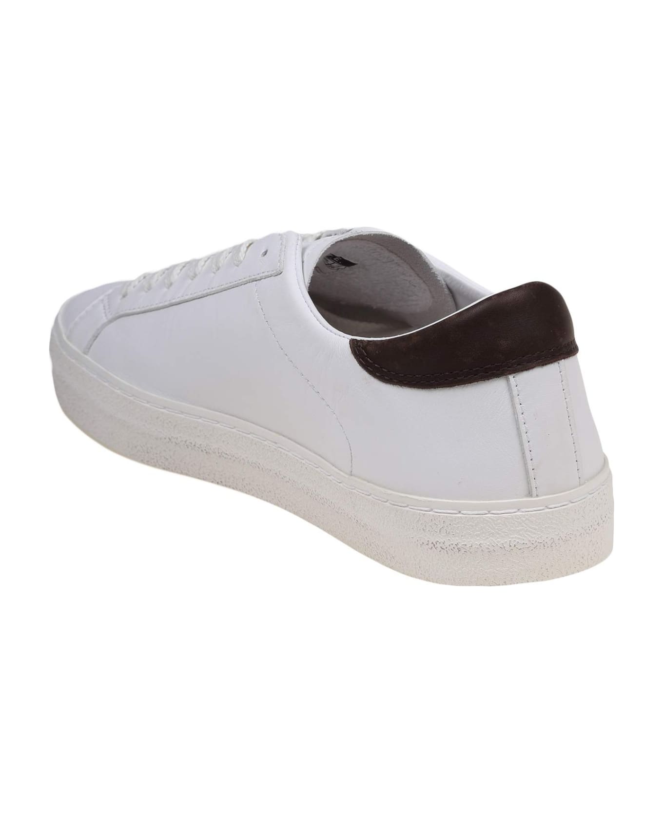 D.A.T.E. Hill Low Vintage Sneakers In White/brown Leather - WHITE/MORO