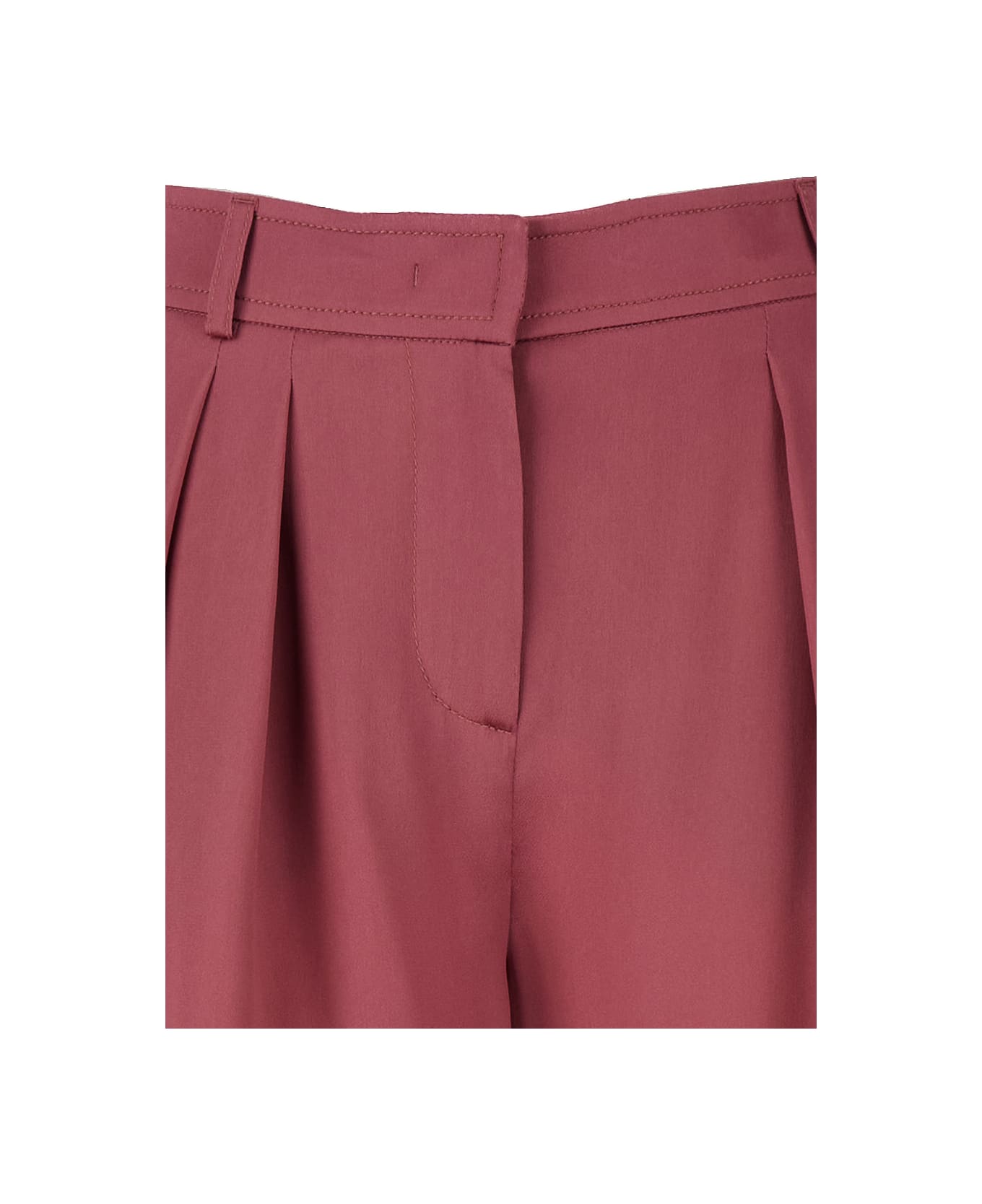 Alberta Ferretti Pink Satin Knee Shorts In Silk Blend Woman - Pink