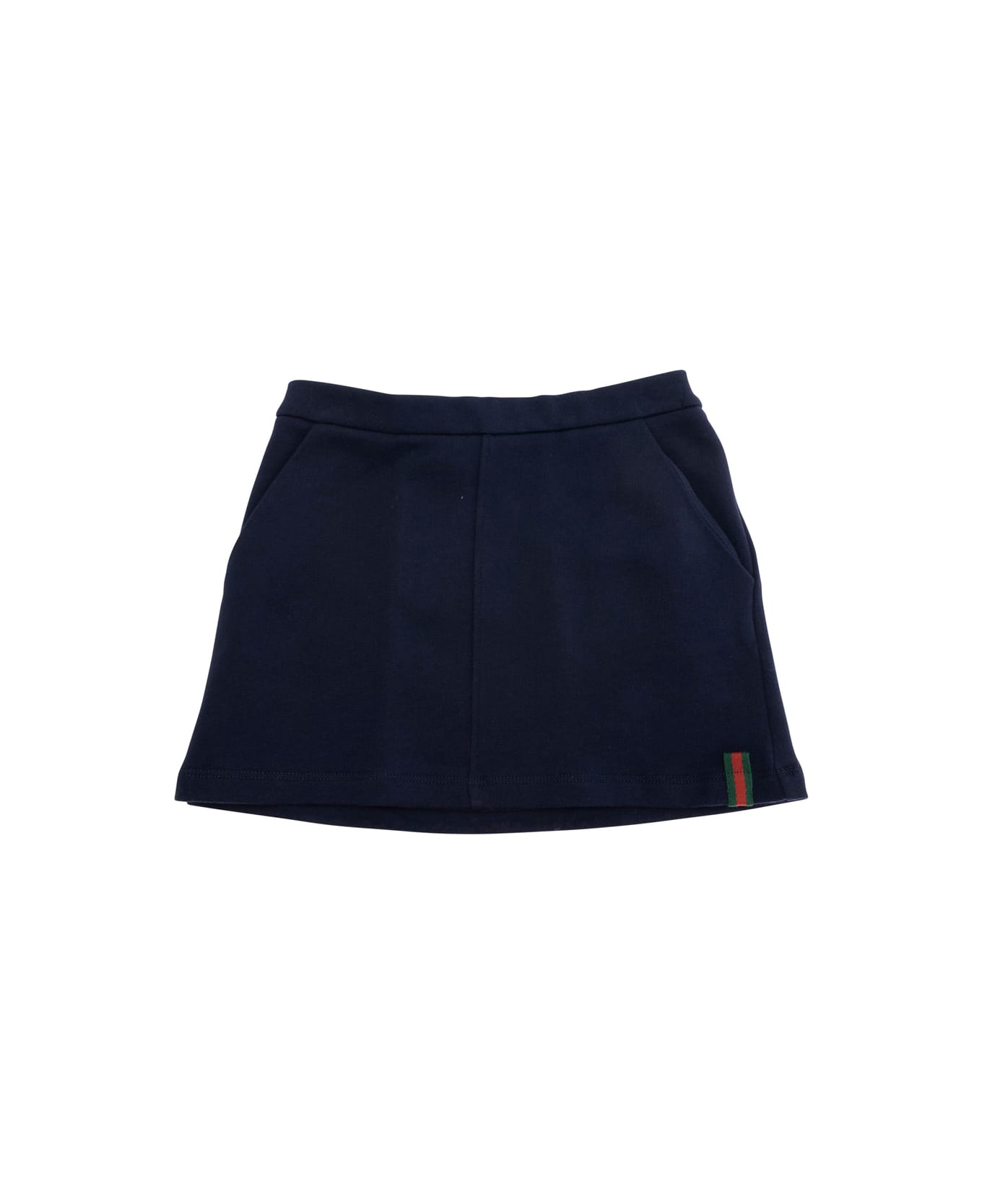 Gucci Blue Mini Skirt With Web Detail On Hem In Cotton Girls - Blu