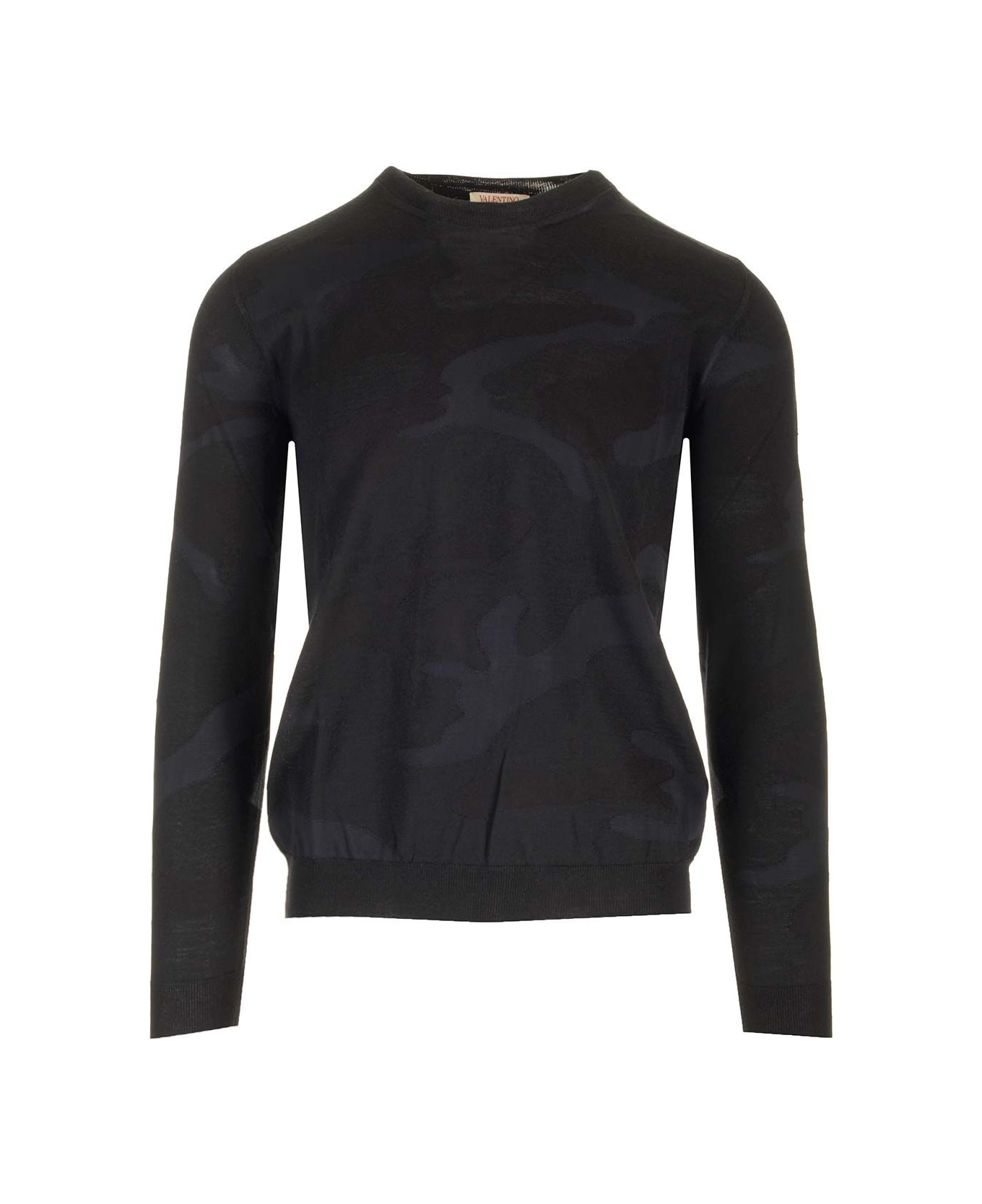 Valentino Garavani Crew Neck Camouflage Sweater - Black