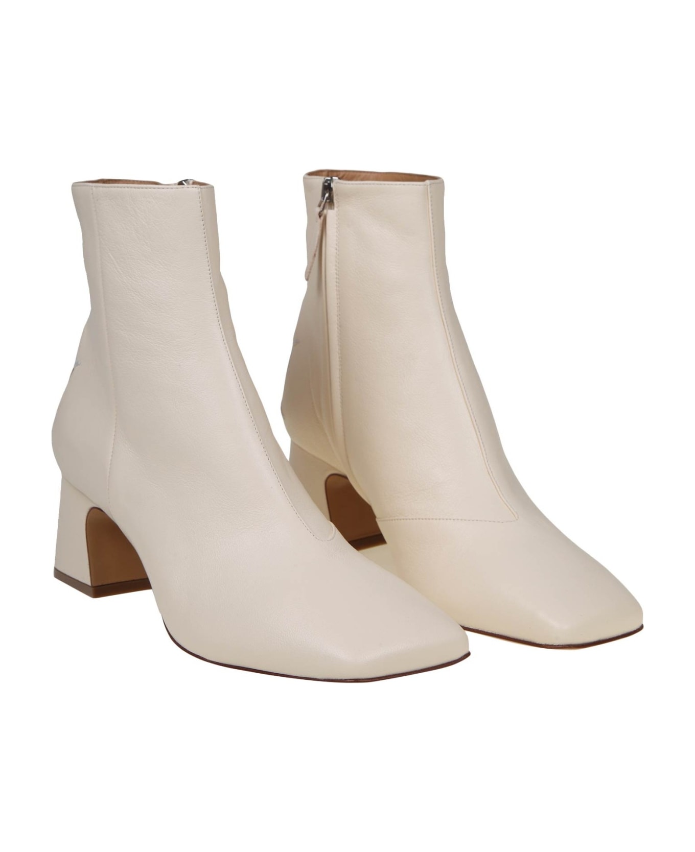 Maison Margiela Ankle Boot Four Stitches In Cream Color Leather - CREAM