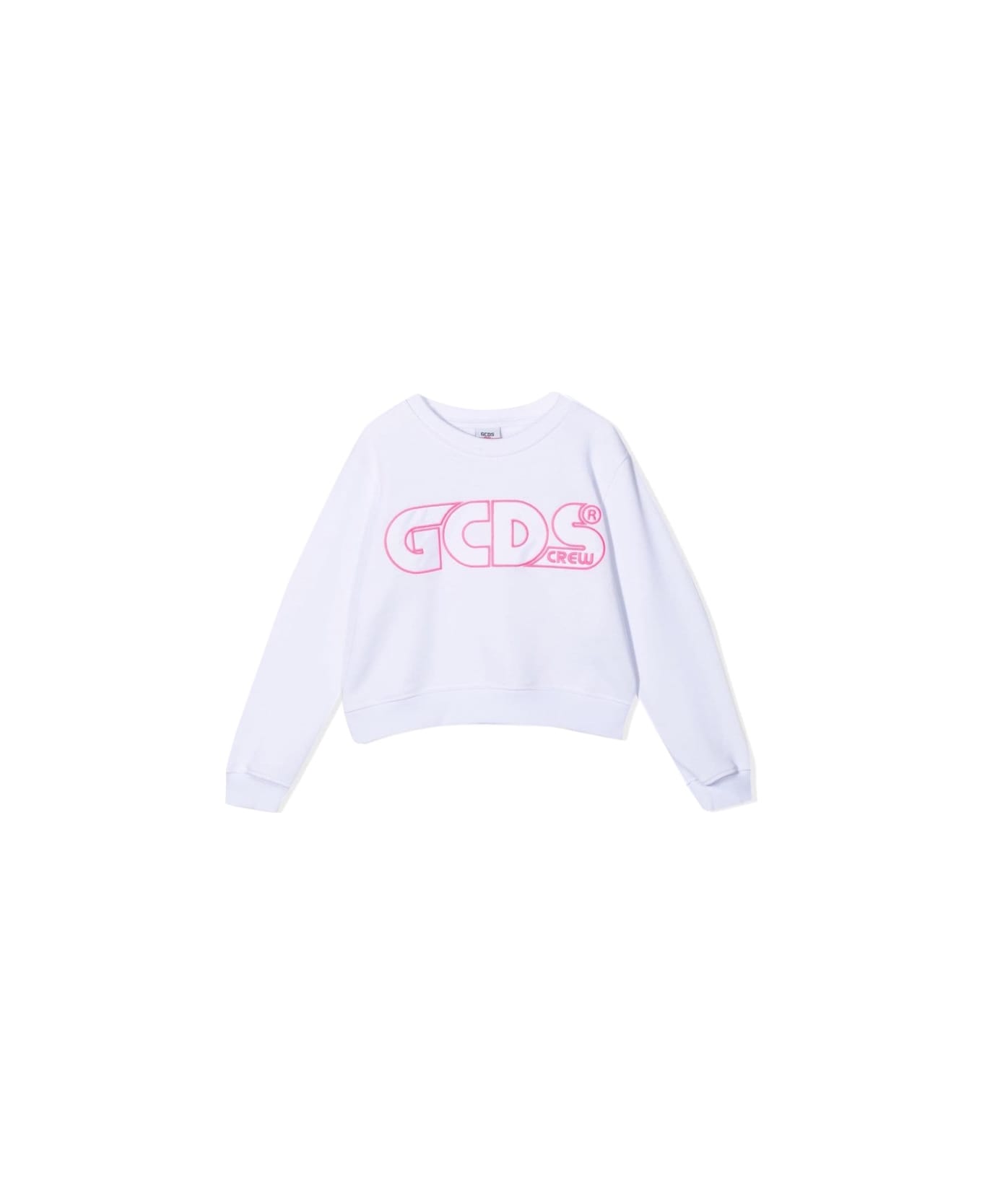 GCDS Sweatshirt Cropped Girl - WHITE