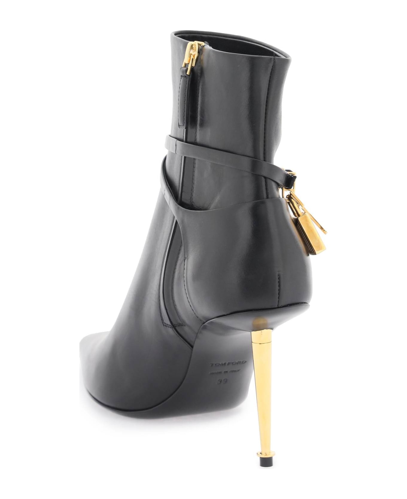 Tom Ford Leather Ankle Boots With Padlock - BLACK ブーツ