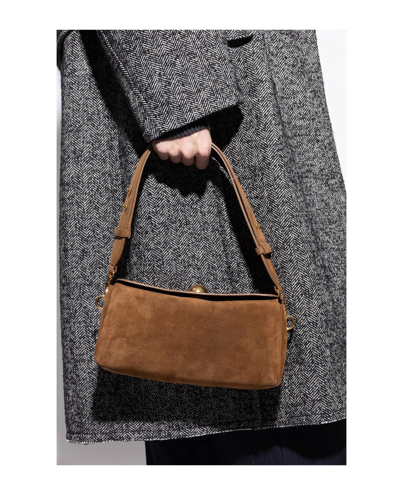 Ami Alexandre Mattiussi Suede Shoulder Bag - Brown