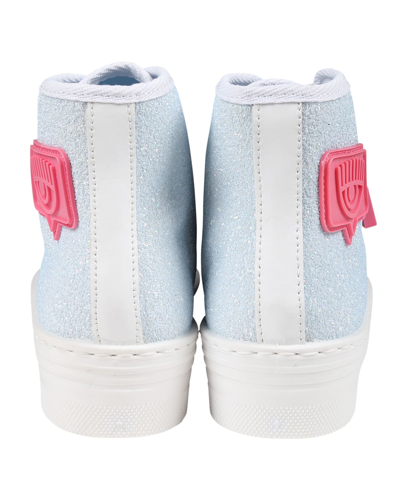 Chiara Ferragni Light Blue Sneakers For Girl With Wink - Blue