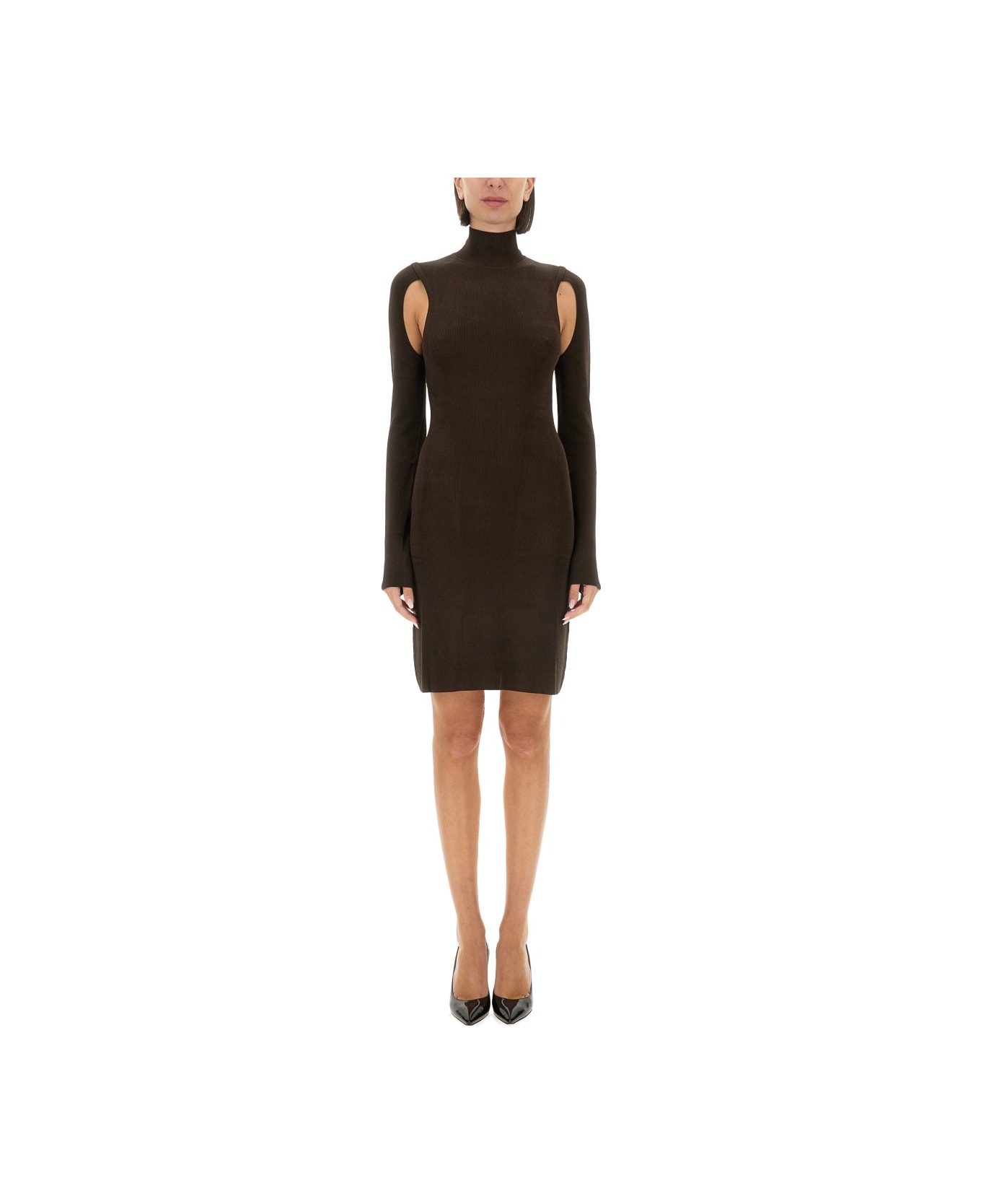 Helmut Lang Air Turtleneck Dress - DARK BROWN