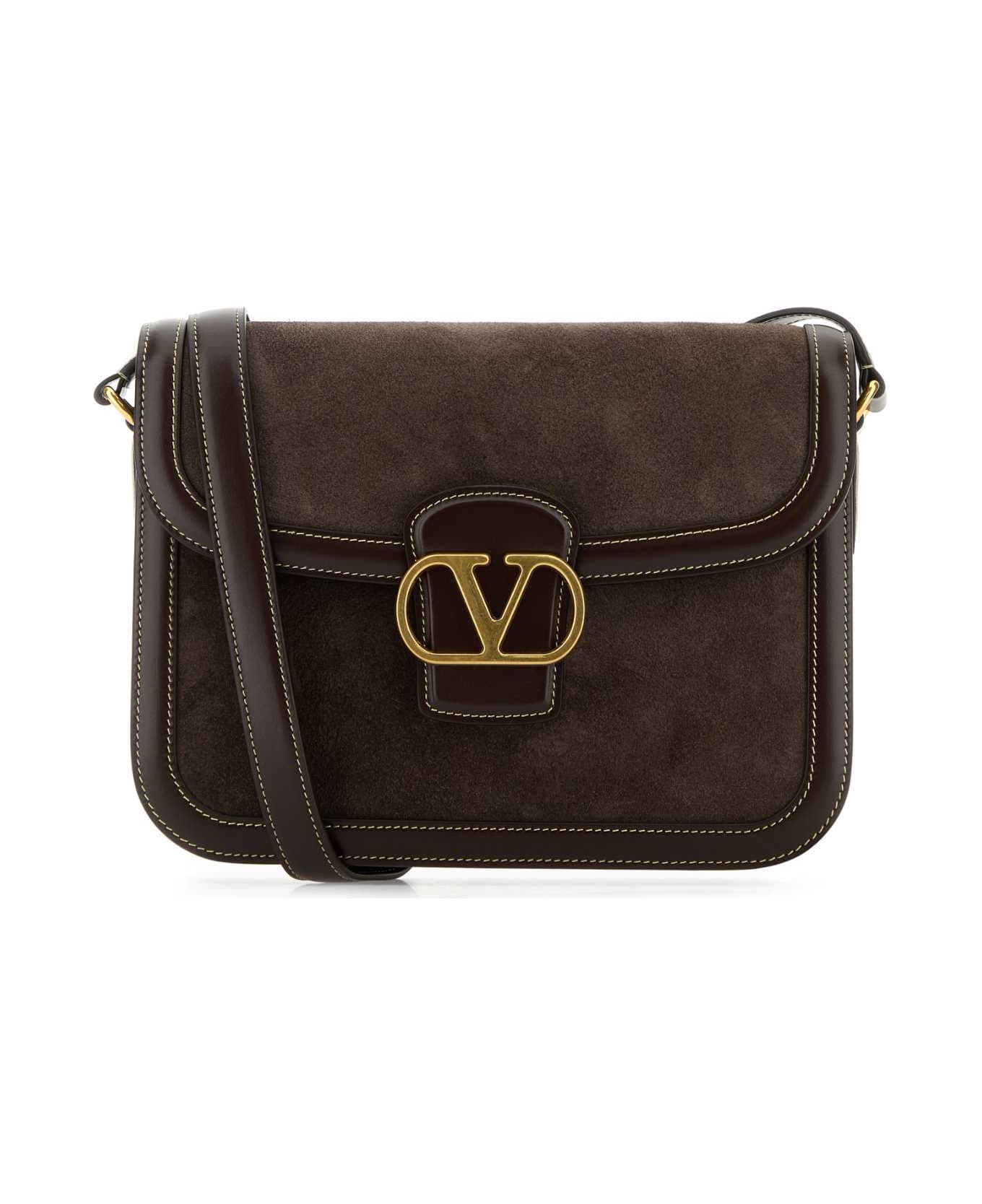 Valentino Garavani Brown Suede And Leather 9to5 Shoulder Bag - TESTADIMOROOAKBROWN