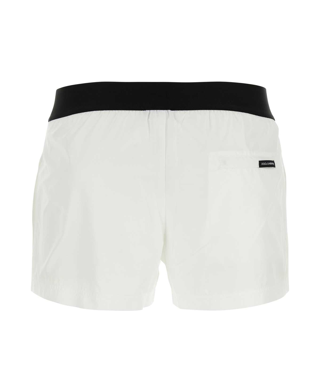 Dolce & Gabbana White Polyester Swimming Shorts - BIANCOOTTICO
