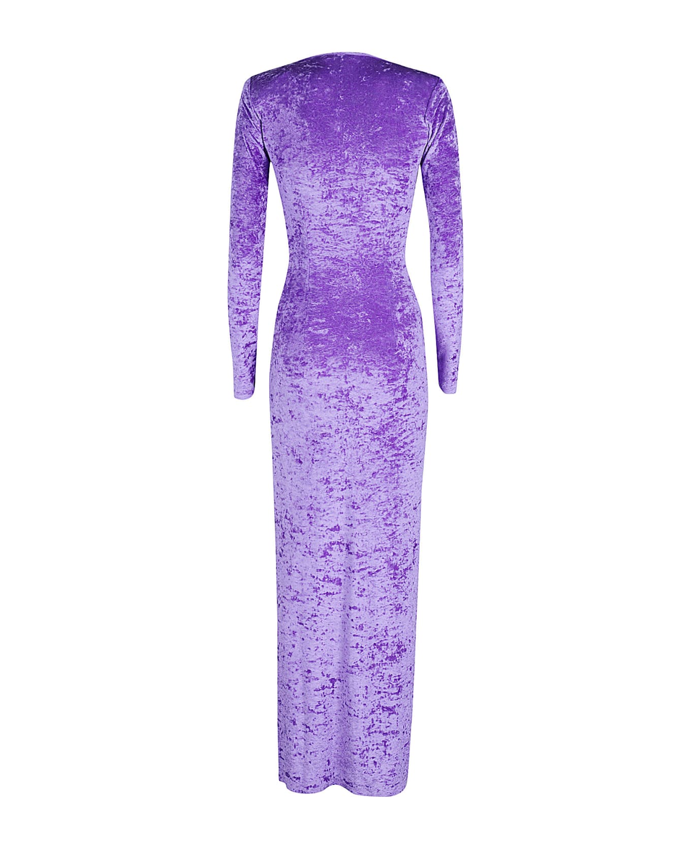 Amen Long Dress In Crush Velvet - Purple