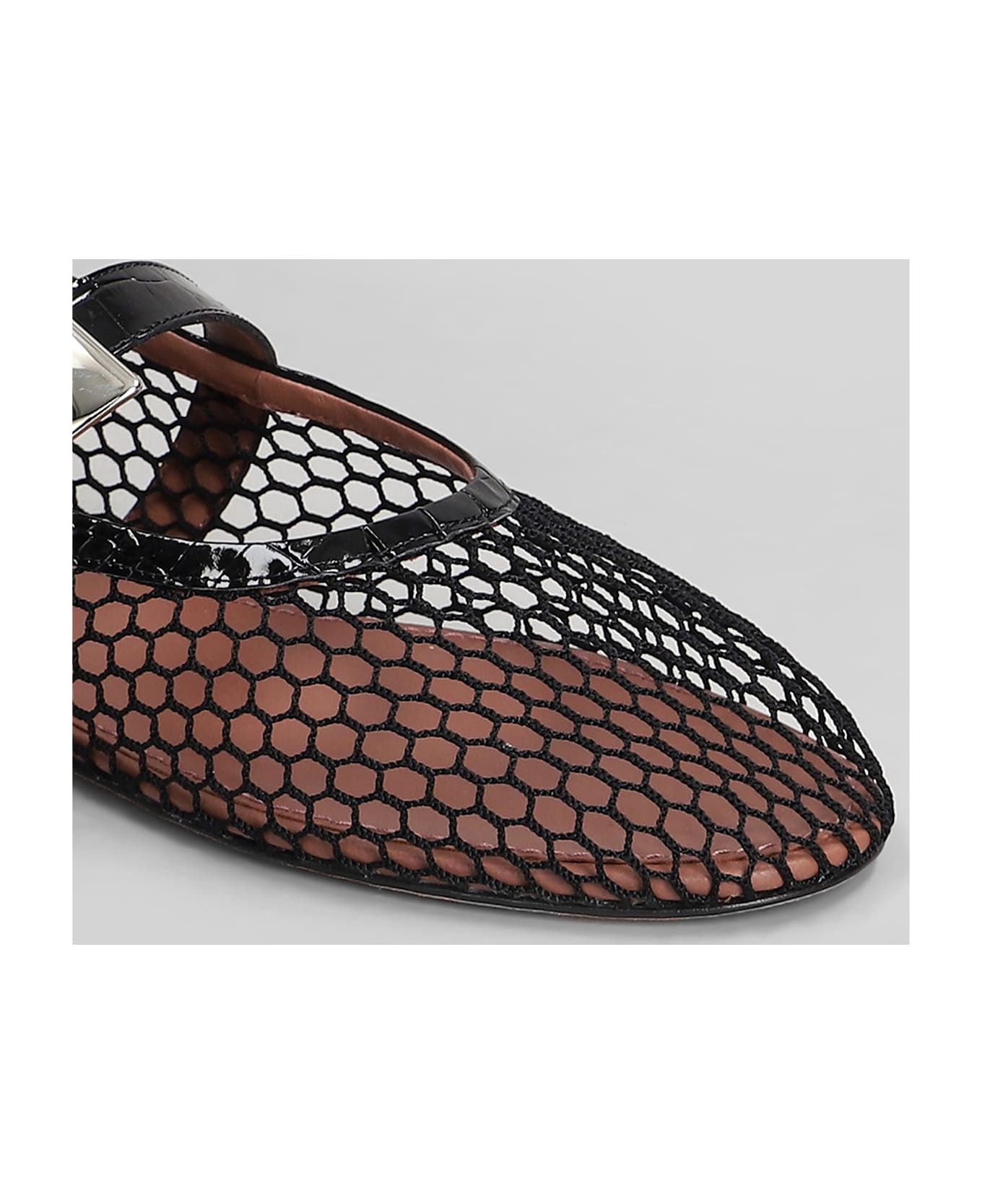 Paris Texas Sveva Buckle Ballet Flats In Black Leather - black