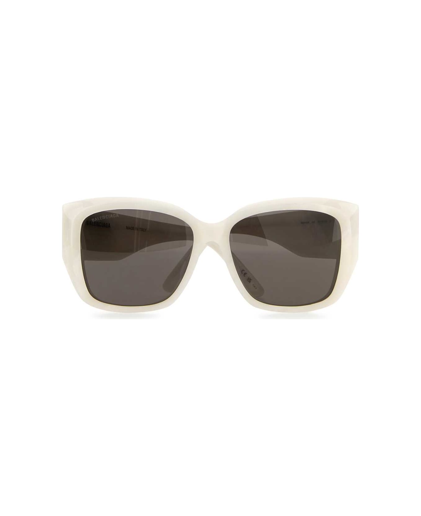 Balenciaga White Acetate Sunglasses - WHITE PEARL/IRI LOGO