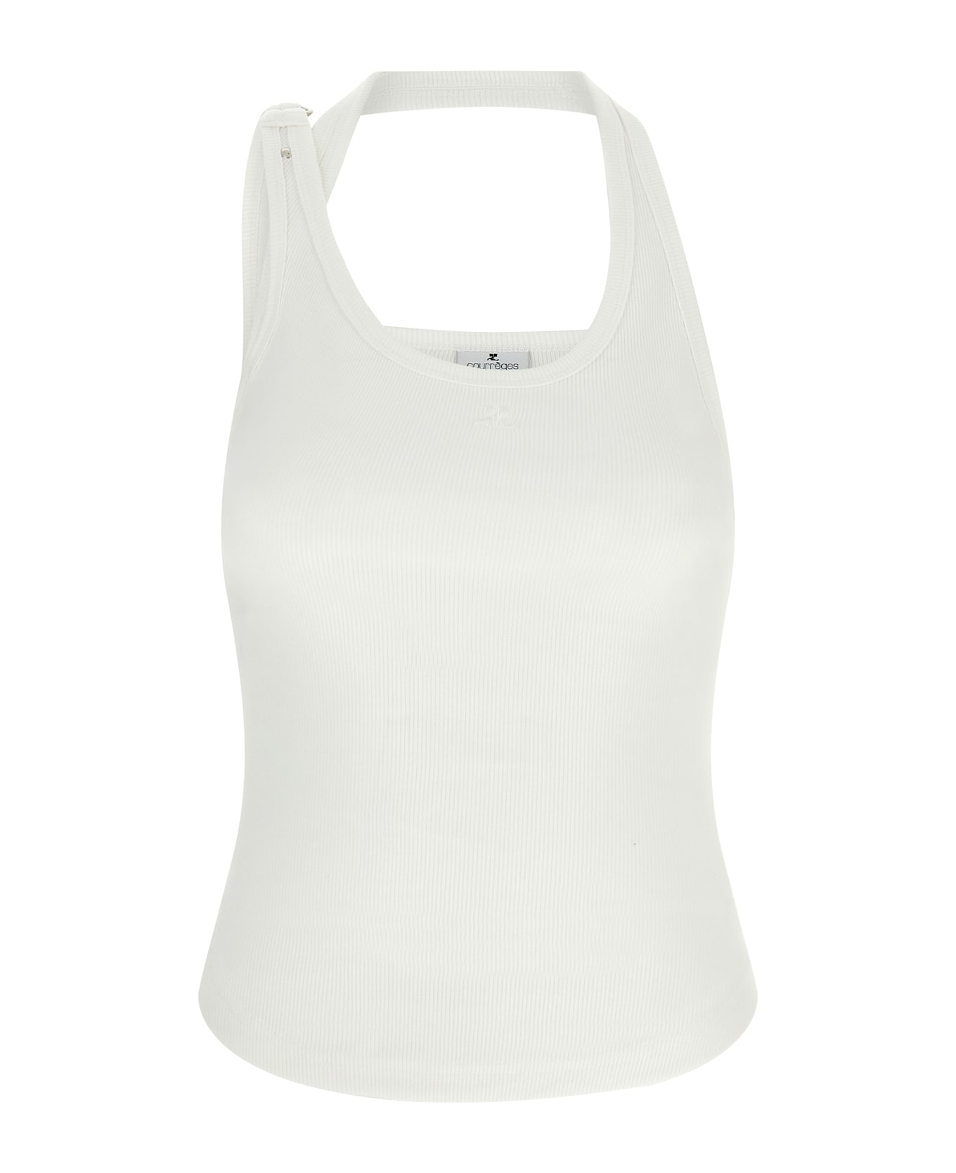 Courrèges 
asymmetrical Buckel
 Tank Top - White