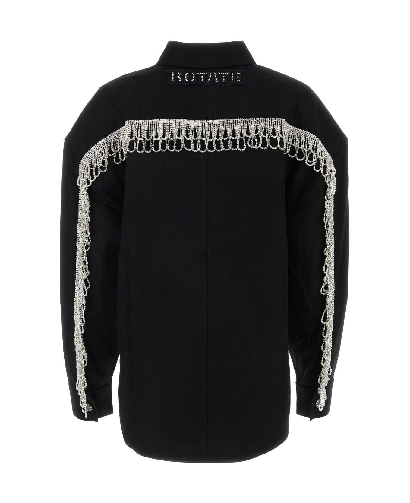 Rotate by Birger Christensen Black Cotton Oversize Shirt - BLACK