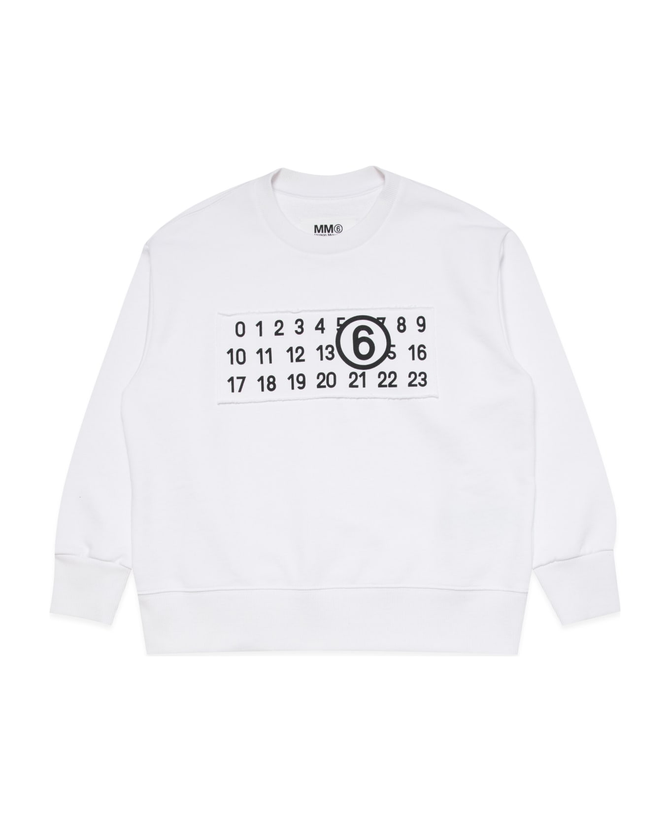 MM6 Maison Margiela Mm6s84u Sweat-shirt Maison Margiela Crew-neck Sweatshirt Branded With Numeric Logo - Bianco ニットウェア＆スウェットシャツ