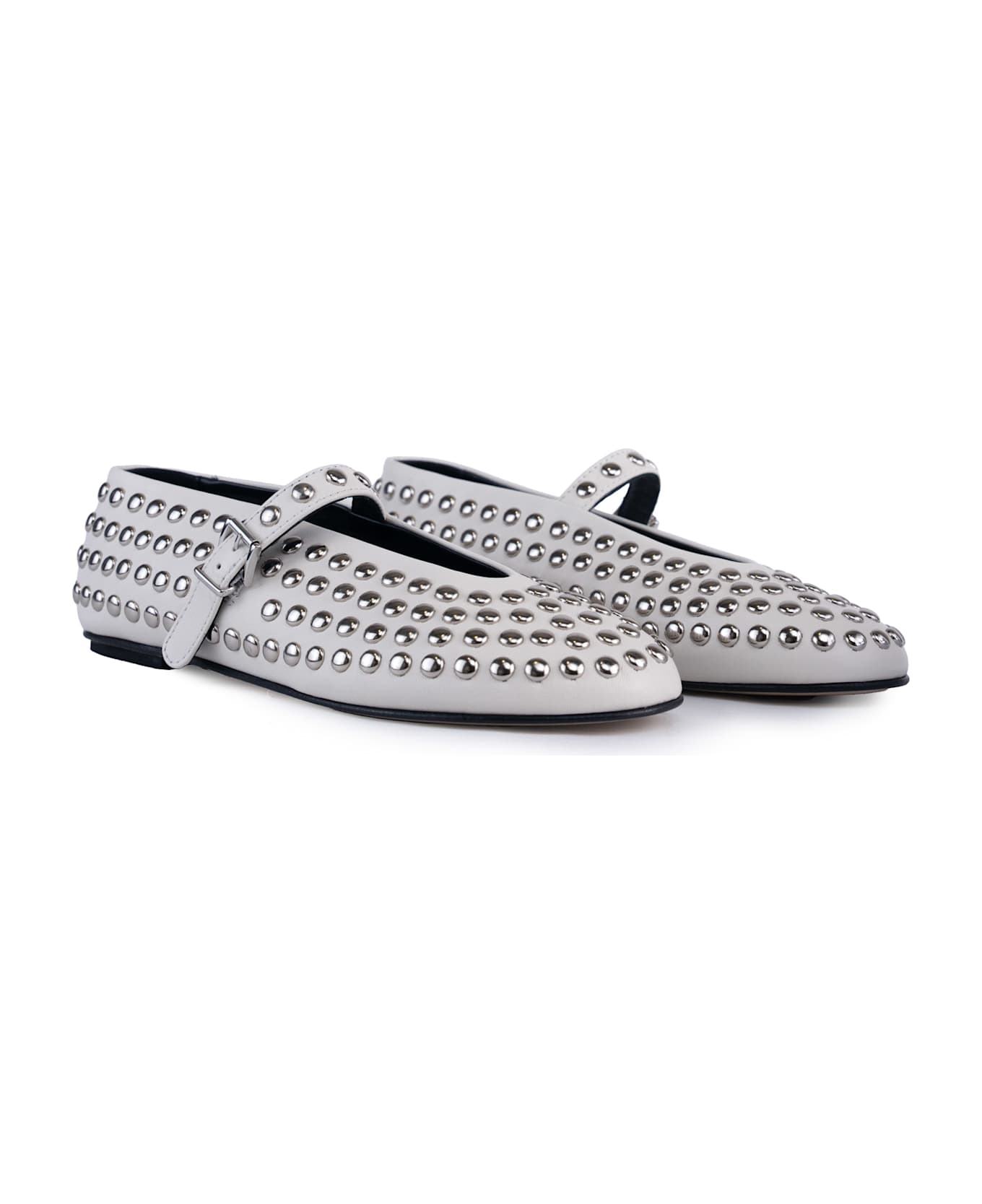Liviana Conti Leather Ballet Flats With Studs - Ceramica