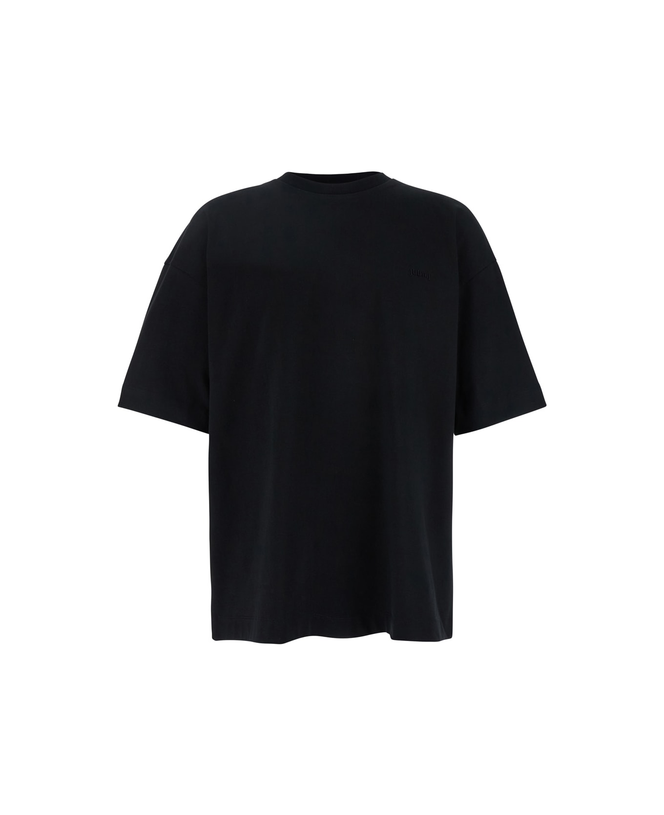 Juun.J Black T-shirt With Tone-on-tone Logo Embroidered On The Front In Cotton Man - Black