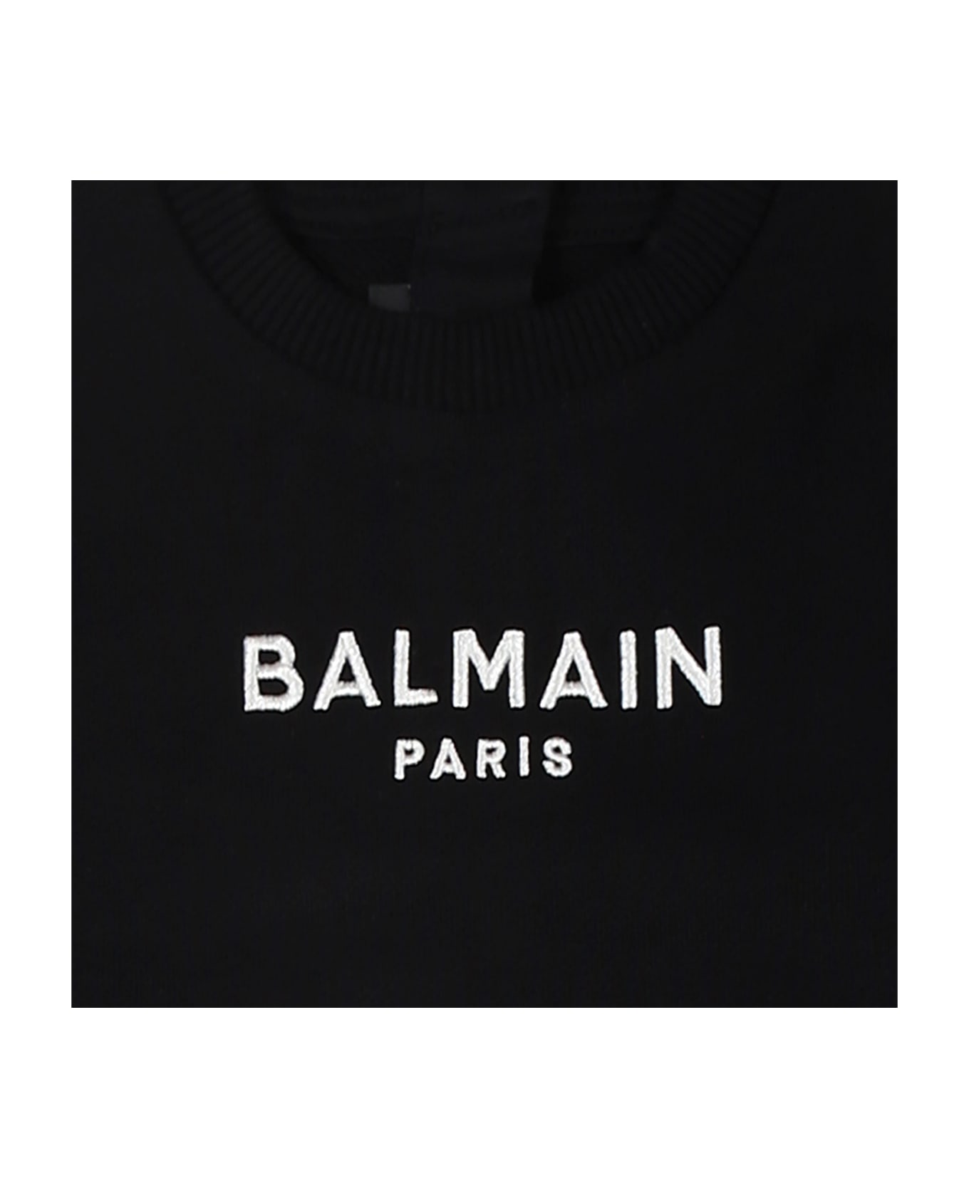 Balmain Black Sweatshirt For Baby Girl With Logo - Black
