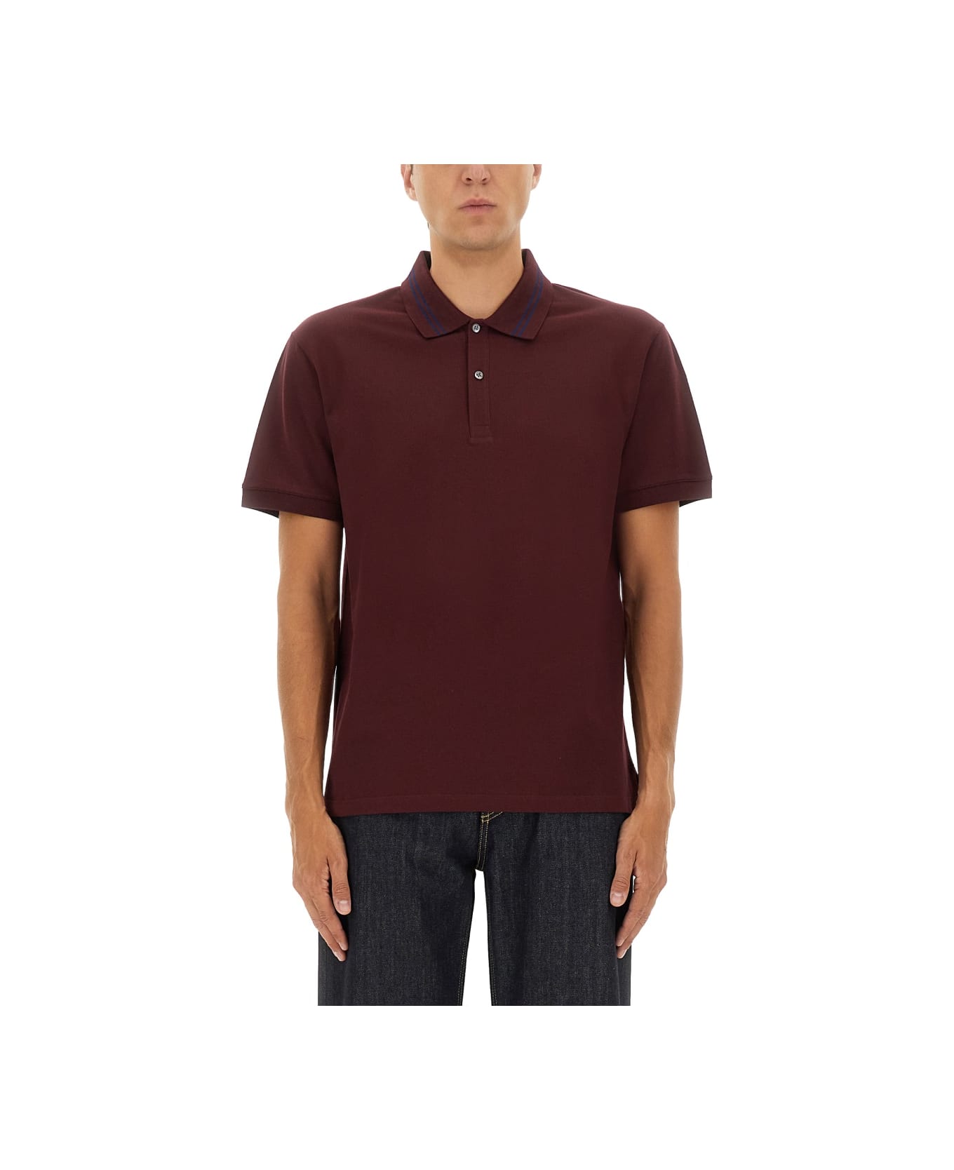 Alexander McQueen Polo Shirt With Logo On The Collar - BORDEAUX