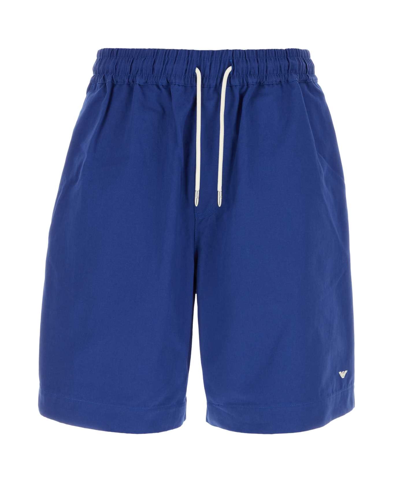 Emporio Armani Blue Cotton Bermuda Shorts - OCEANO