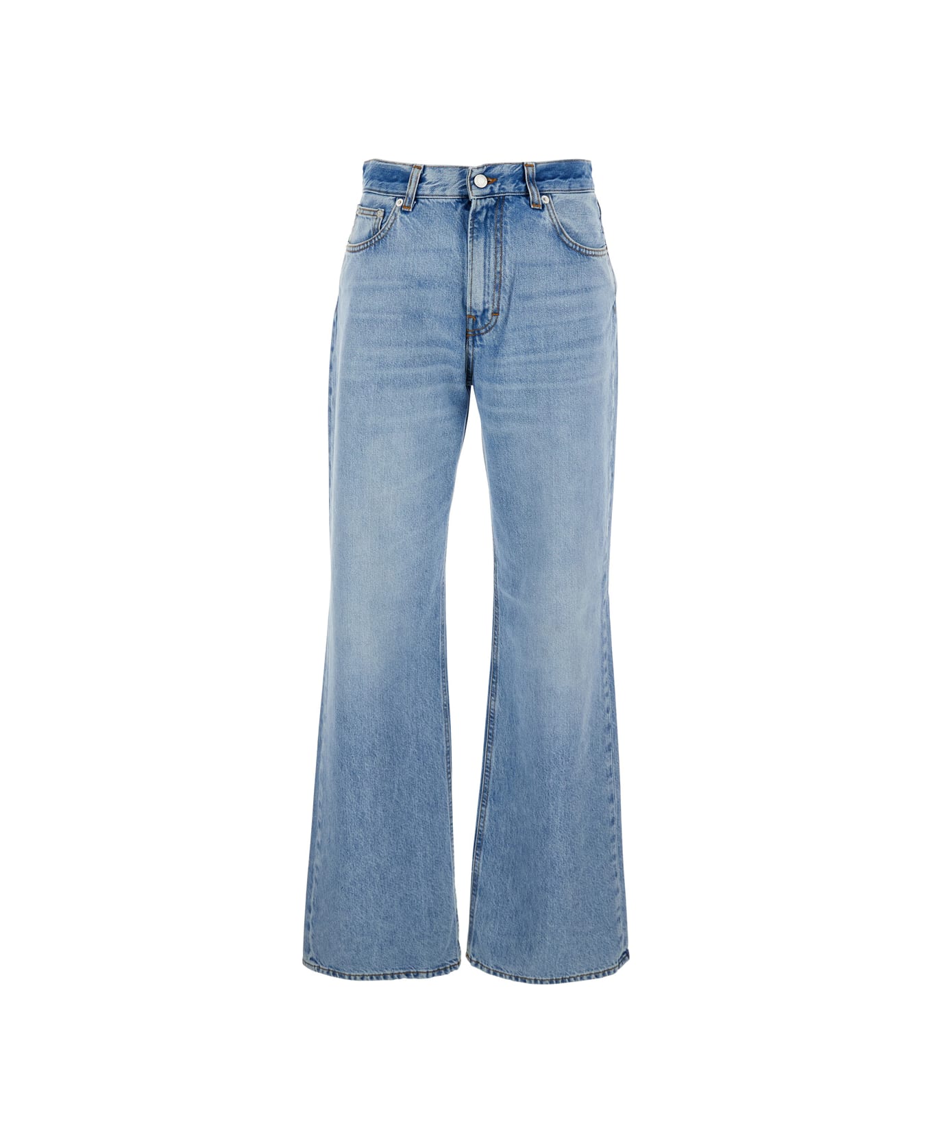 Haikure 'korea' Blue Jeans With High Waist And Logo Patch On The Reari N Denim Woman - Blu
