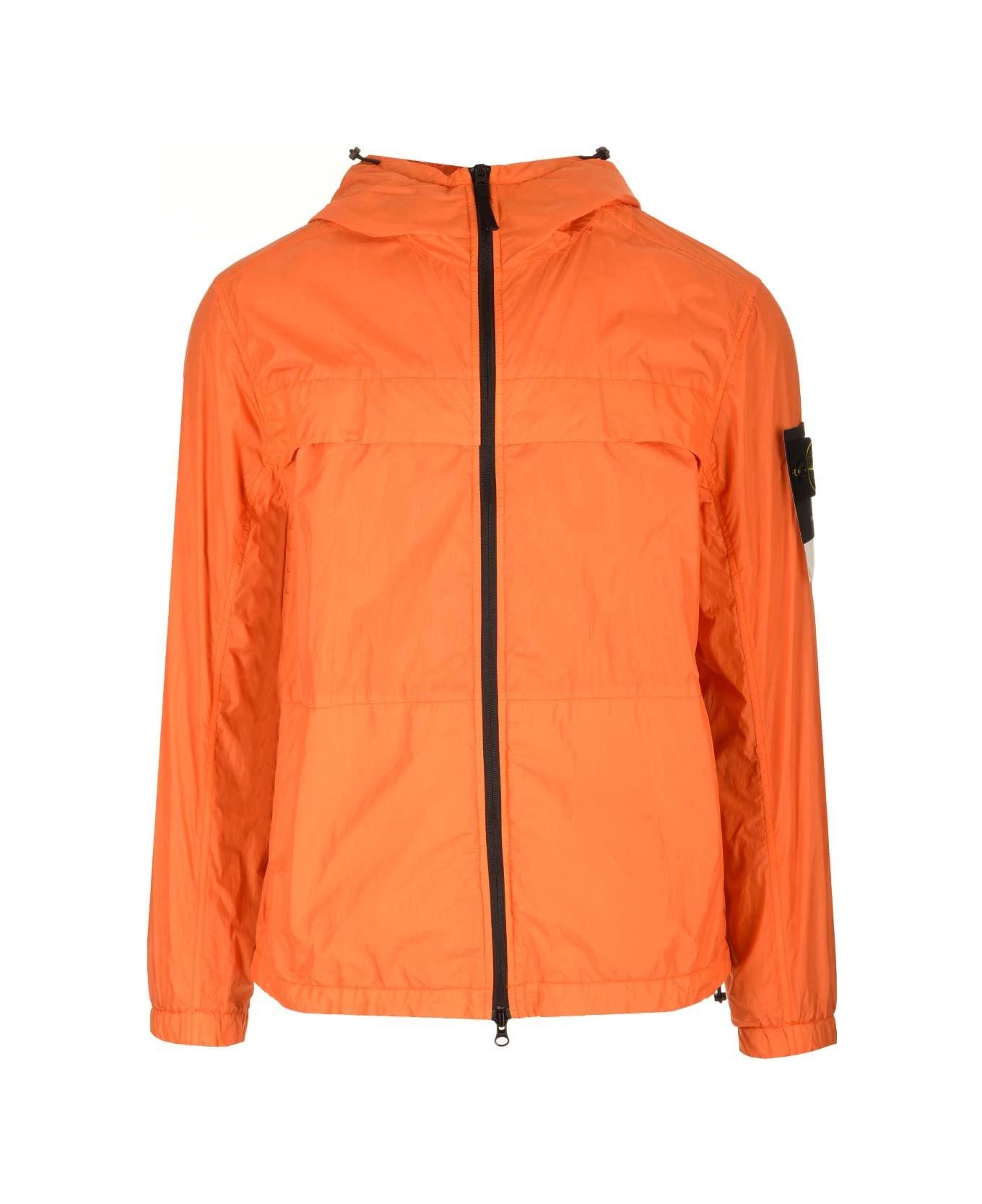 Stone Island Zip-up Hooded Jacket - Orange