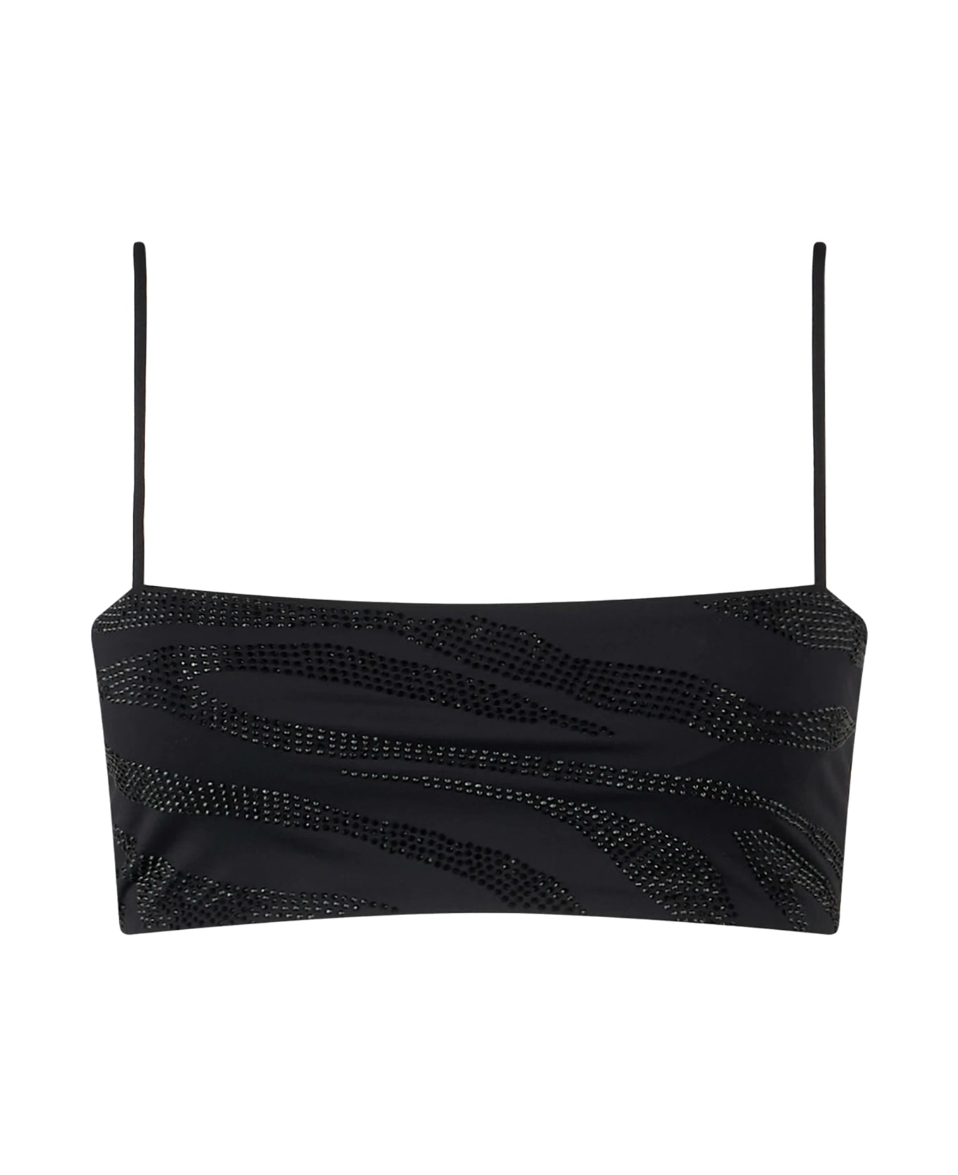 MC2 Saint Barth Woman Zebra Bandeau Top Swimsuit With Rhinestones - BLACK