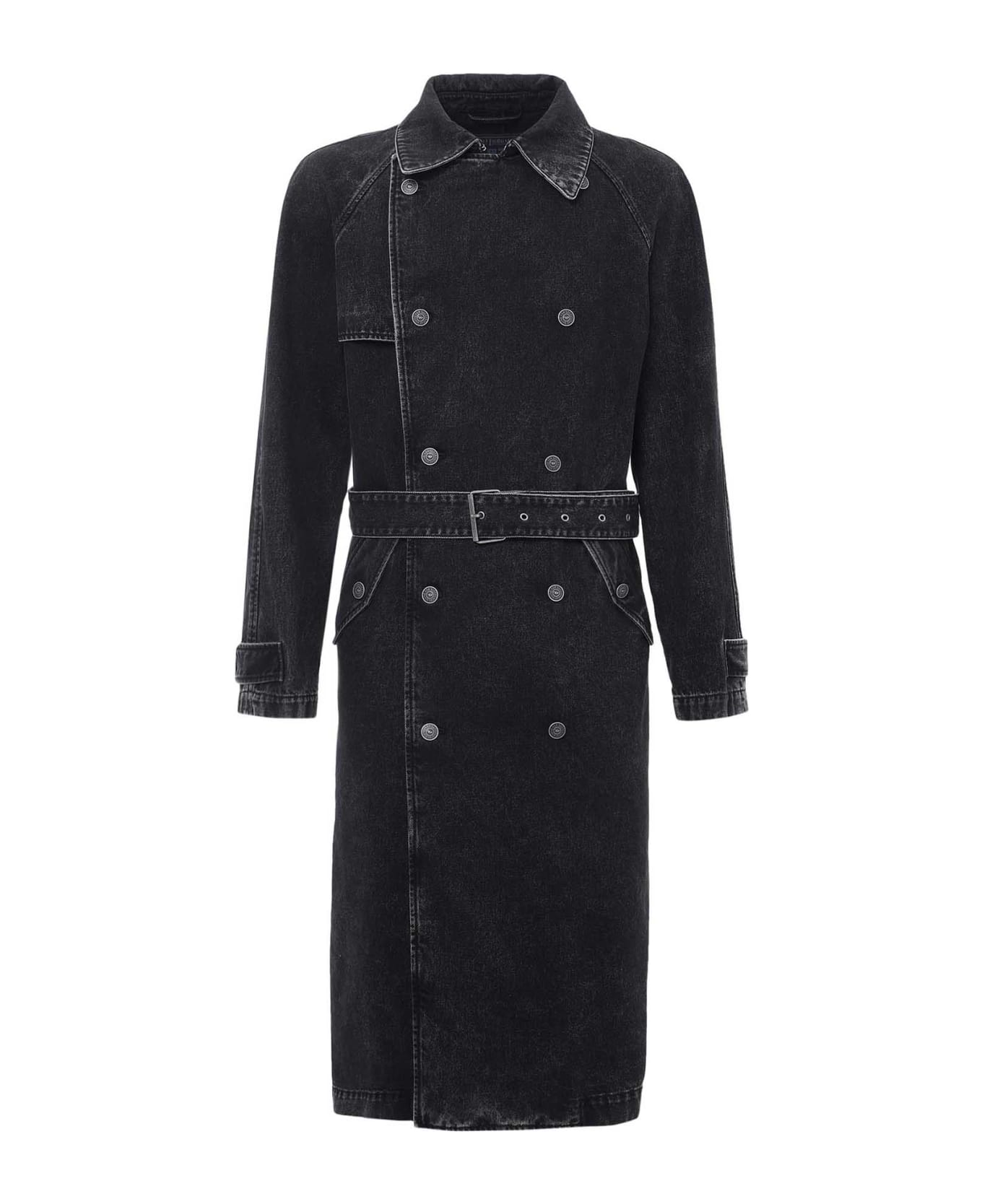 Diesel Fashion Show Denim Trench Coat - 008 BLACK DENIM (Black)