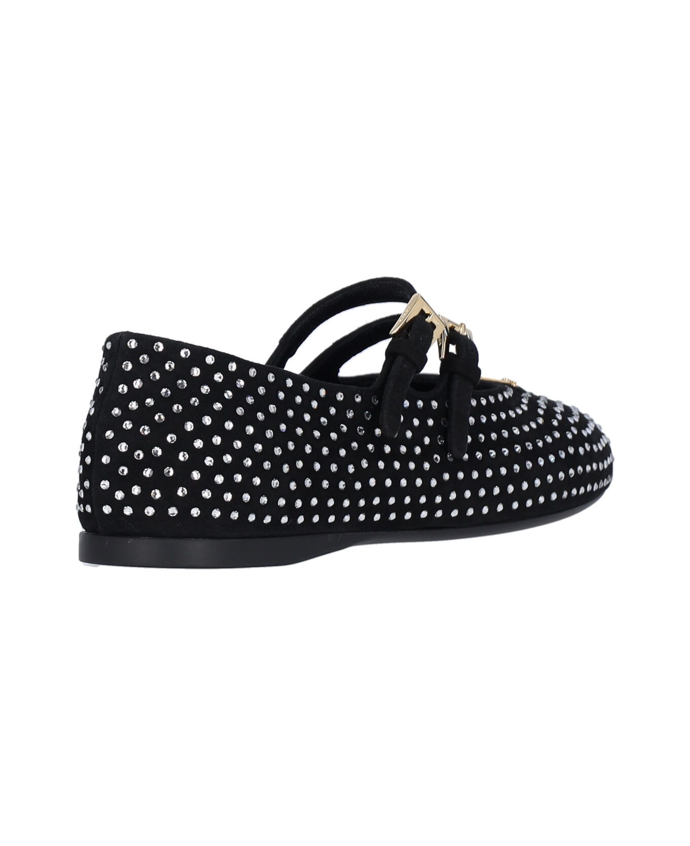 Prada Ballet Flats With Rhinestones - Black   フラットシューズ