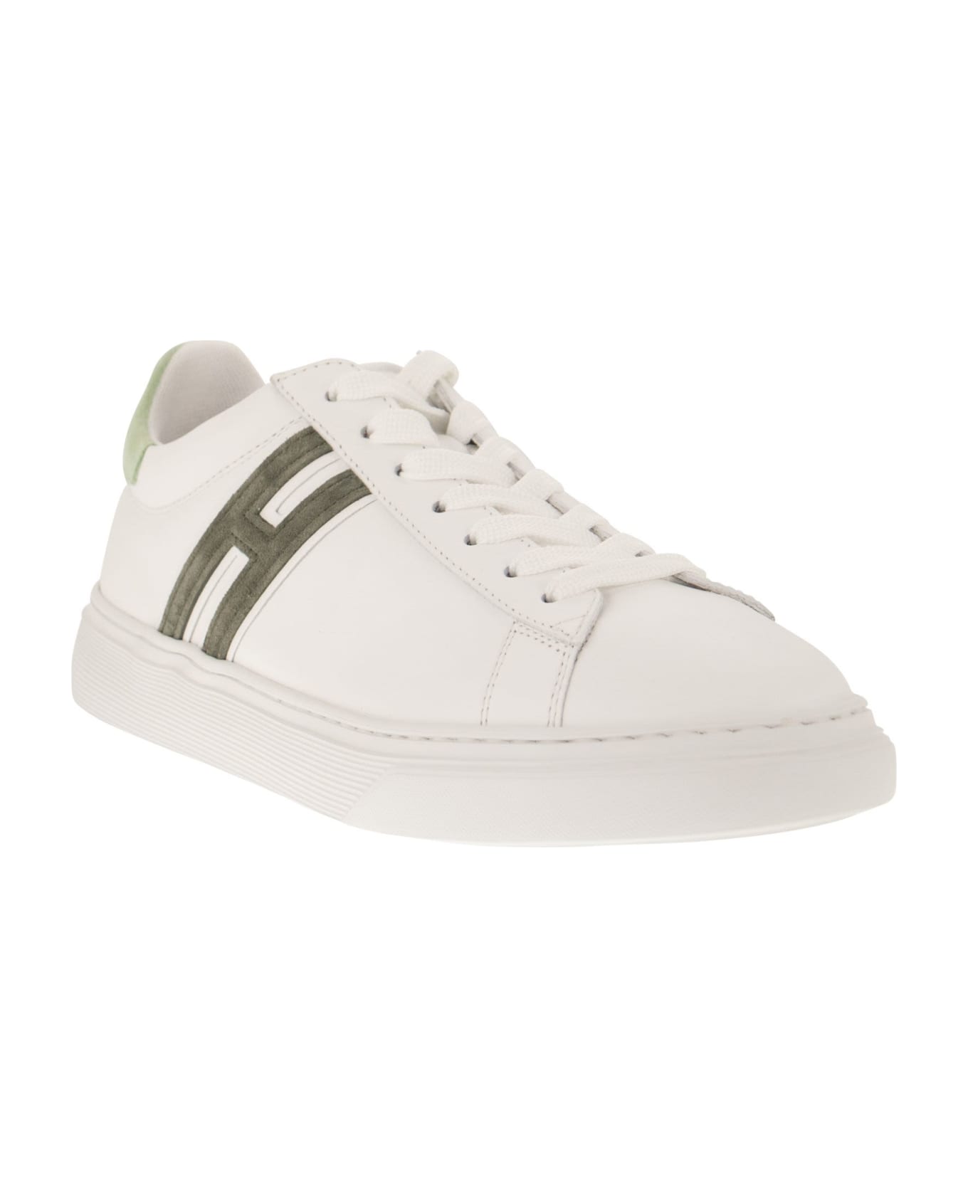 Hogan Sneakers "h365" In Leather - Green/white スニーカー