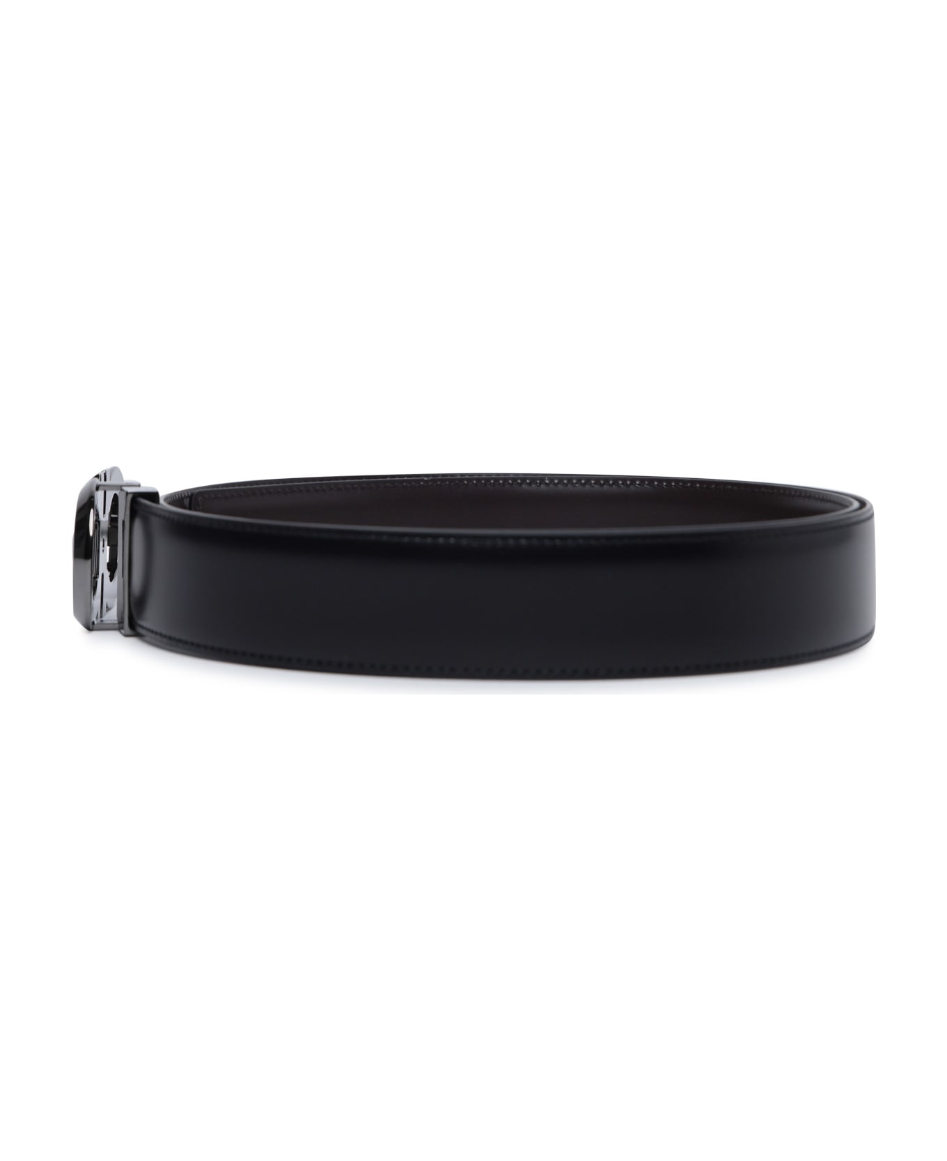 Ferragamo 'gancini' Black Calf Leather Belt - Black