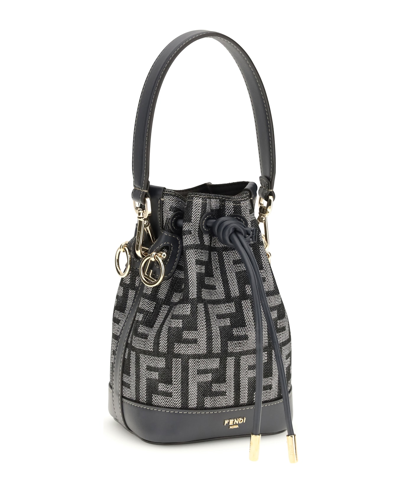 Fendi Mon Tresor Denim-effect Ff Jacquard Mini Bucket Bag