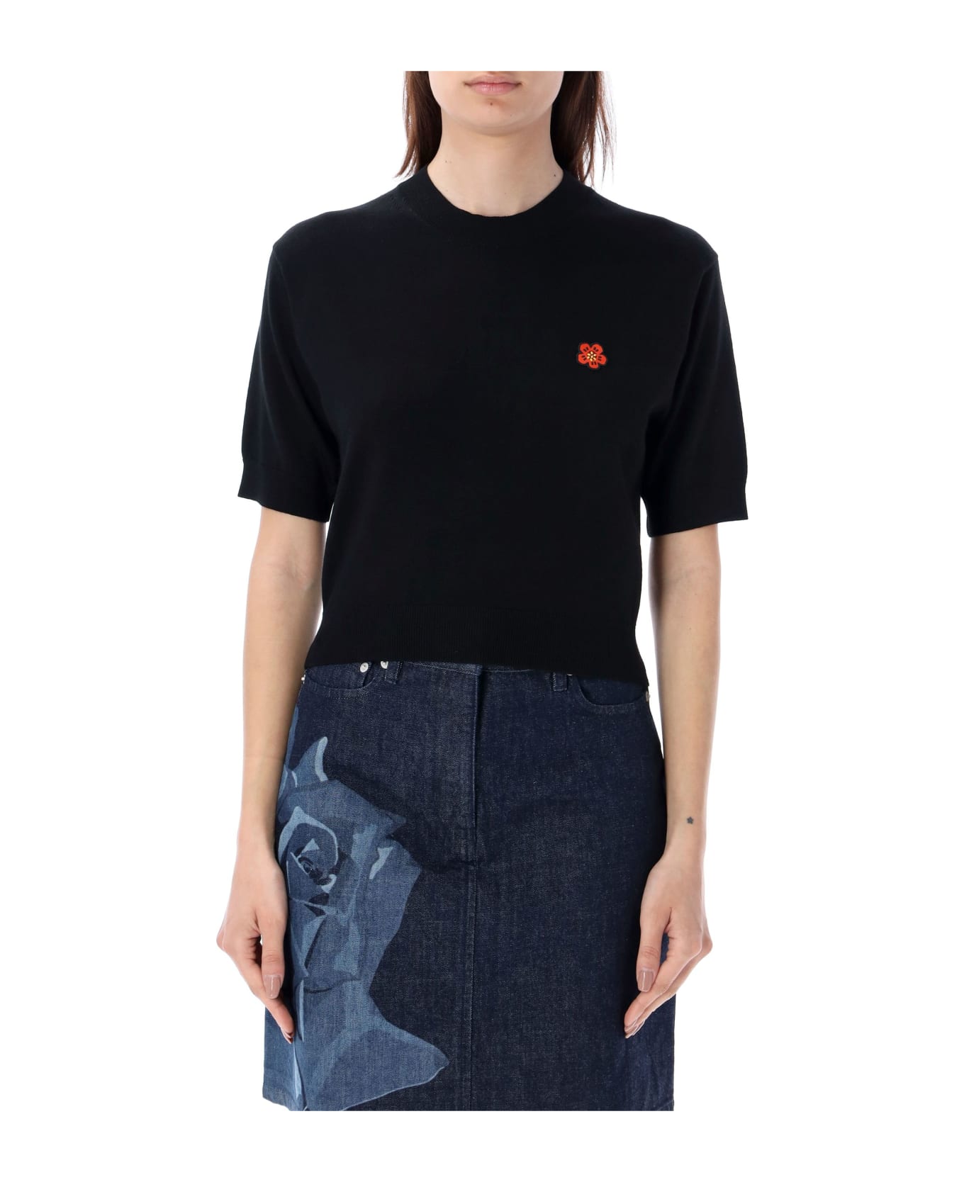 Kenzo Boke Crest Short Sleeve Jumper - BLACK
