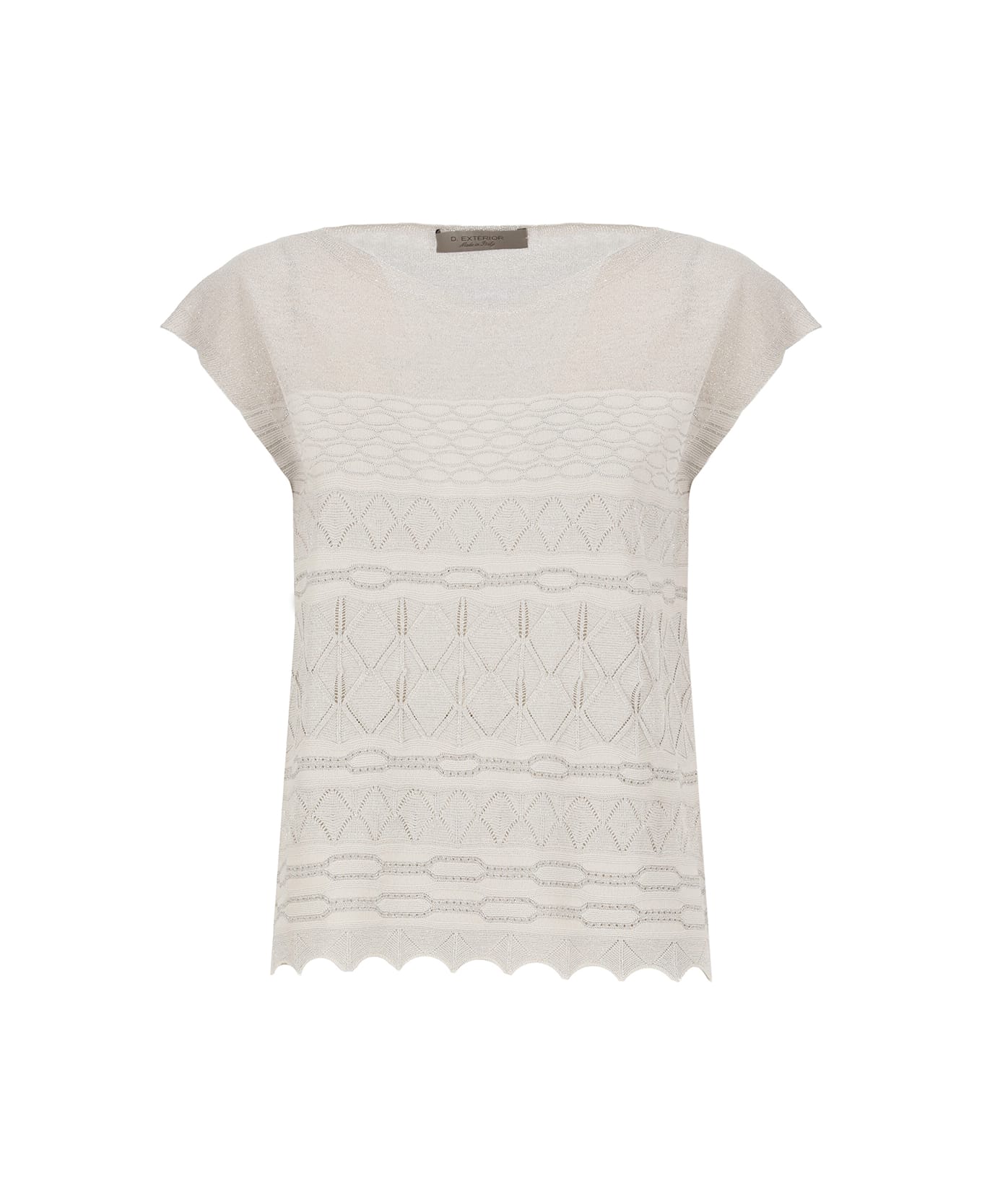 D.Exterior Lurex Sweater With Embroideries - Beige