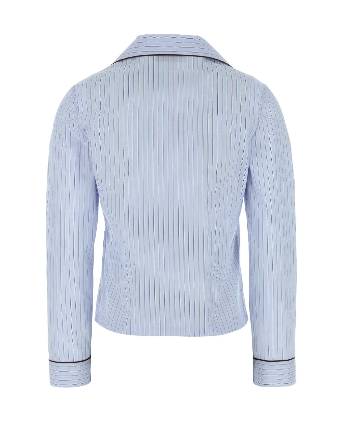 Gucci Embroidered Poplin Shirt - AZUREWHITEMC