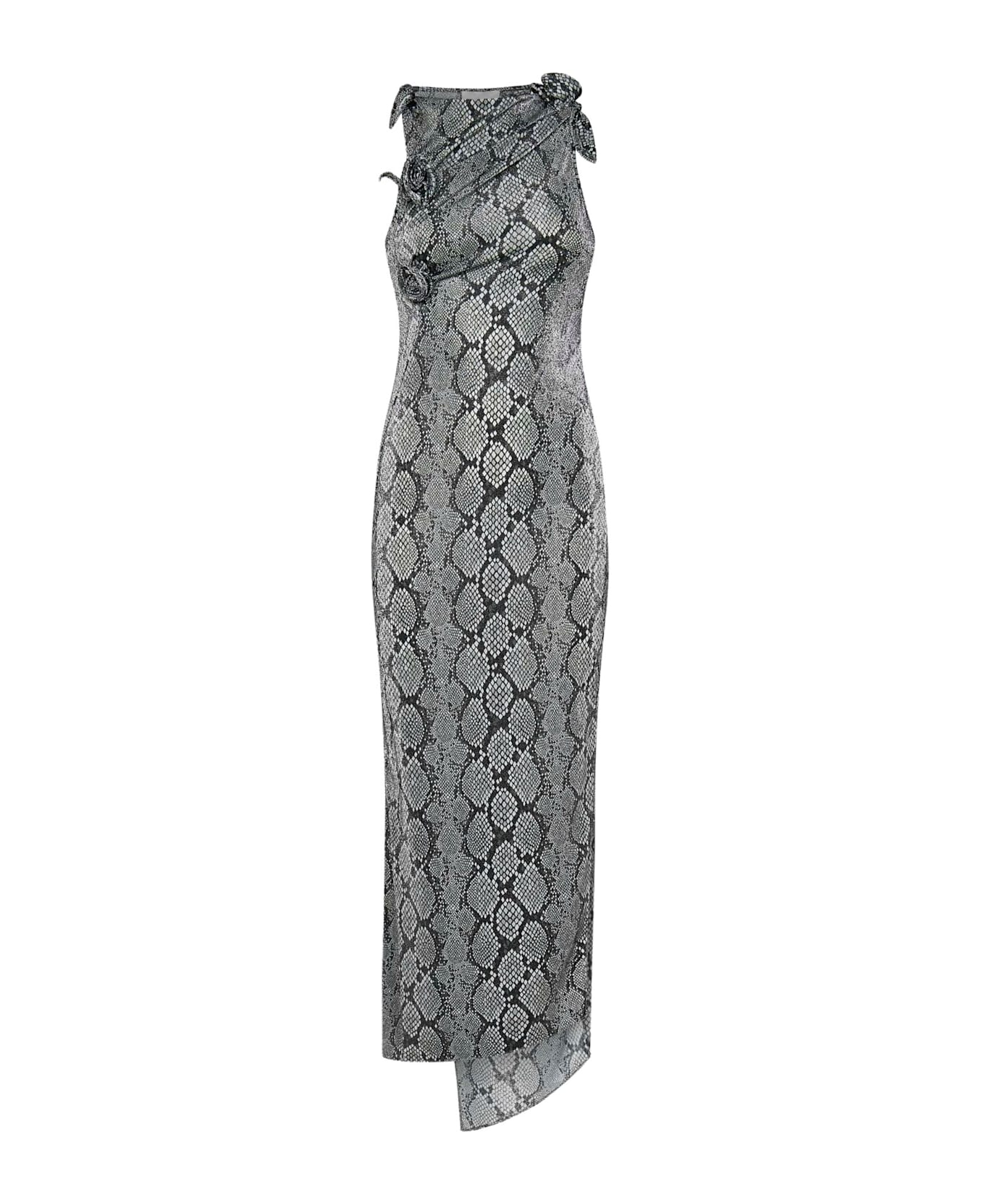Coperni Snake Print Asymmetric Flower Gown - Pri Print Snake