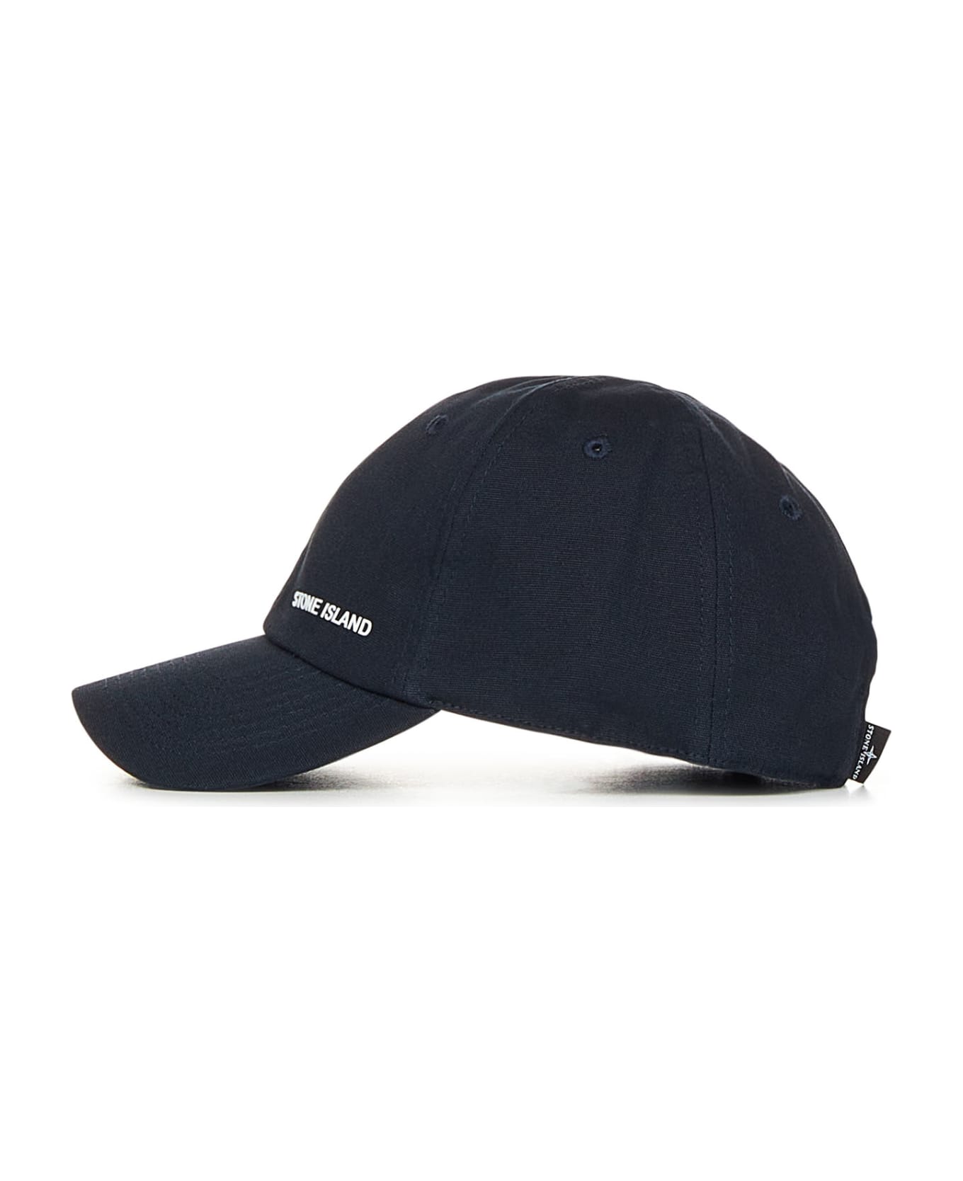 Stone Island Baseball Hat With Embossed Print - Blue