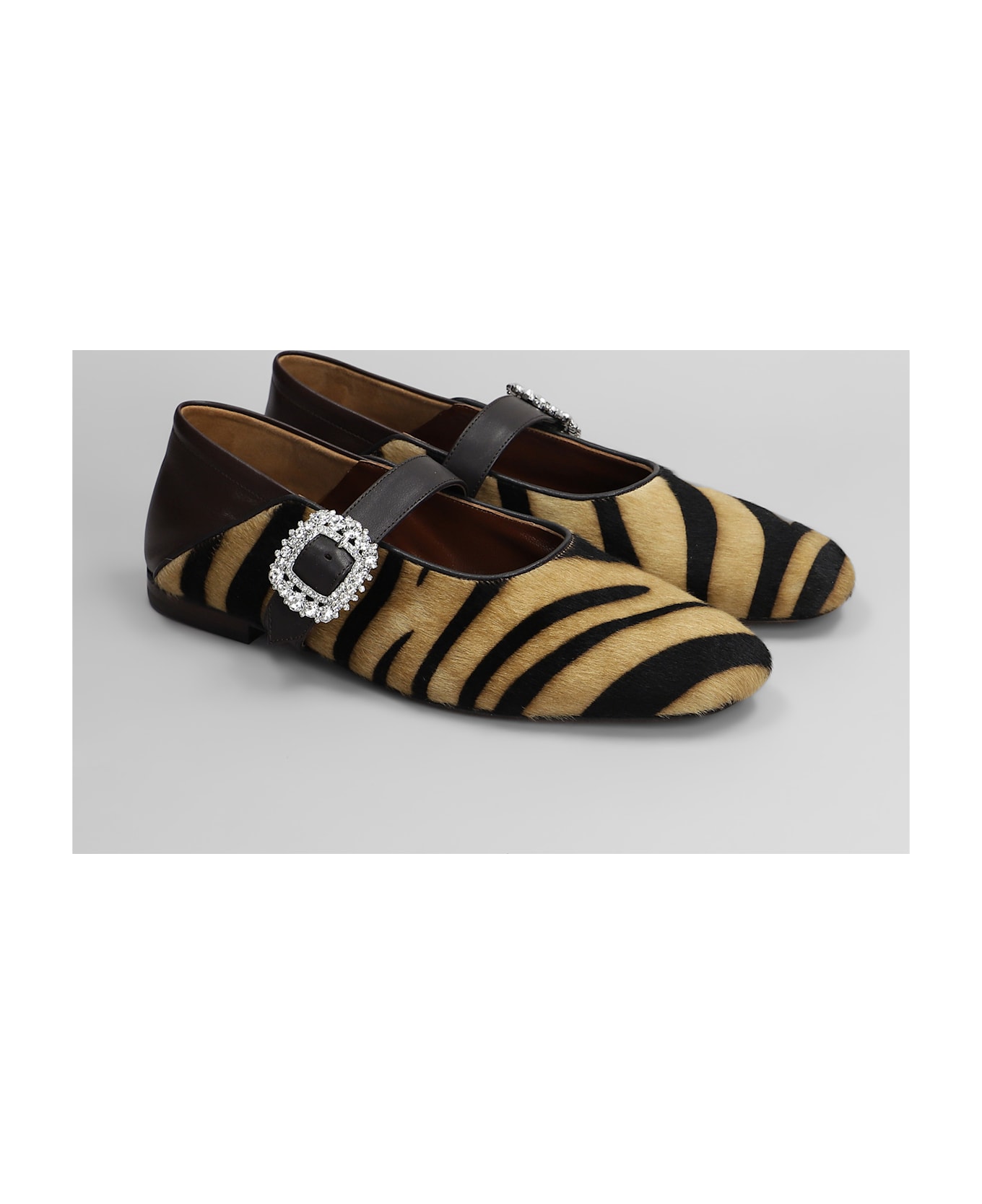 Wales Bonner Ballerina Buckle Ballet Flats In Animalier Pony Skin - Animalier