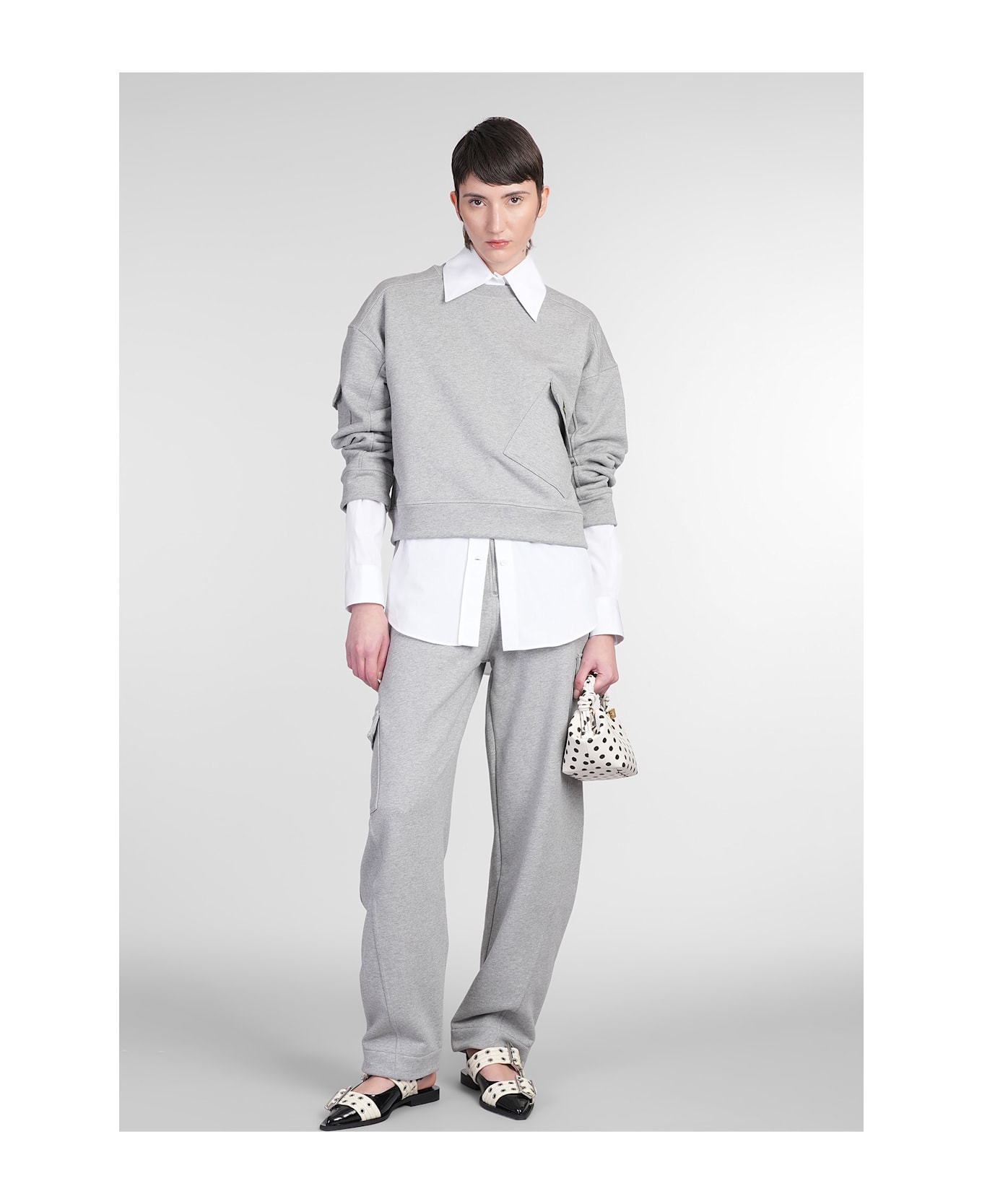 Ganni Sweatshirt In Grey Cotton - grey
