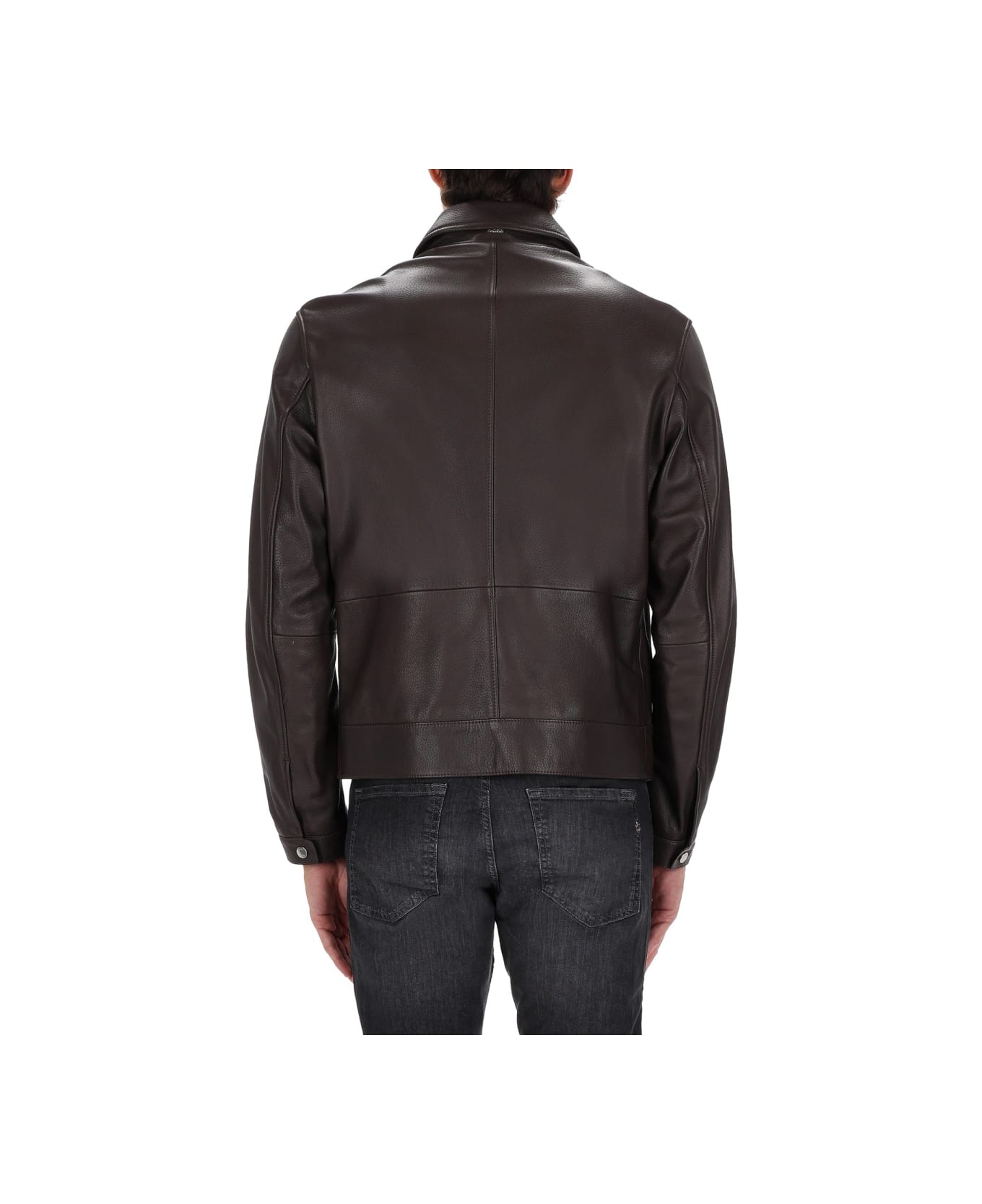 Hugo Boss Leather Jacket - BROWN