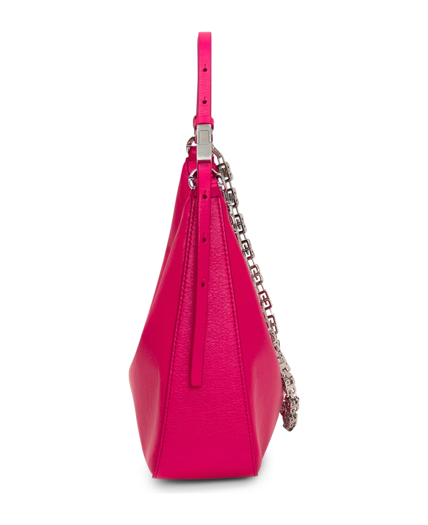 Givenchy Neon Pink Leather Small Cut Out Moon Bag With Chain - Pink