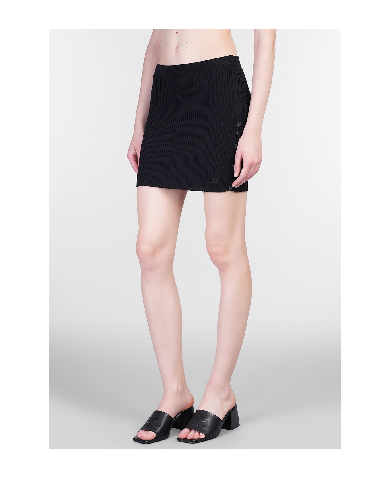 Courrèges Skirt In Black Cotton - black