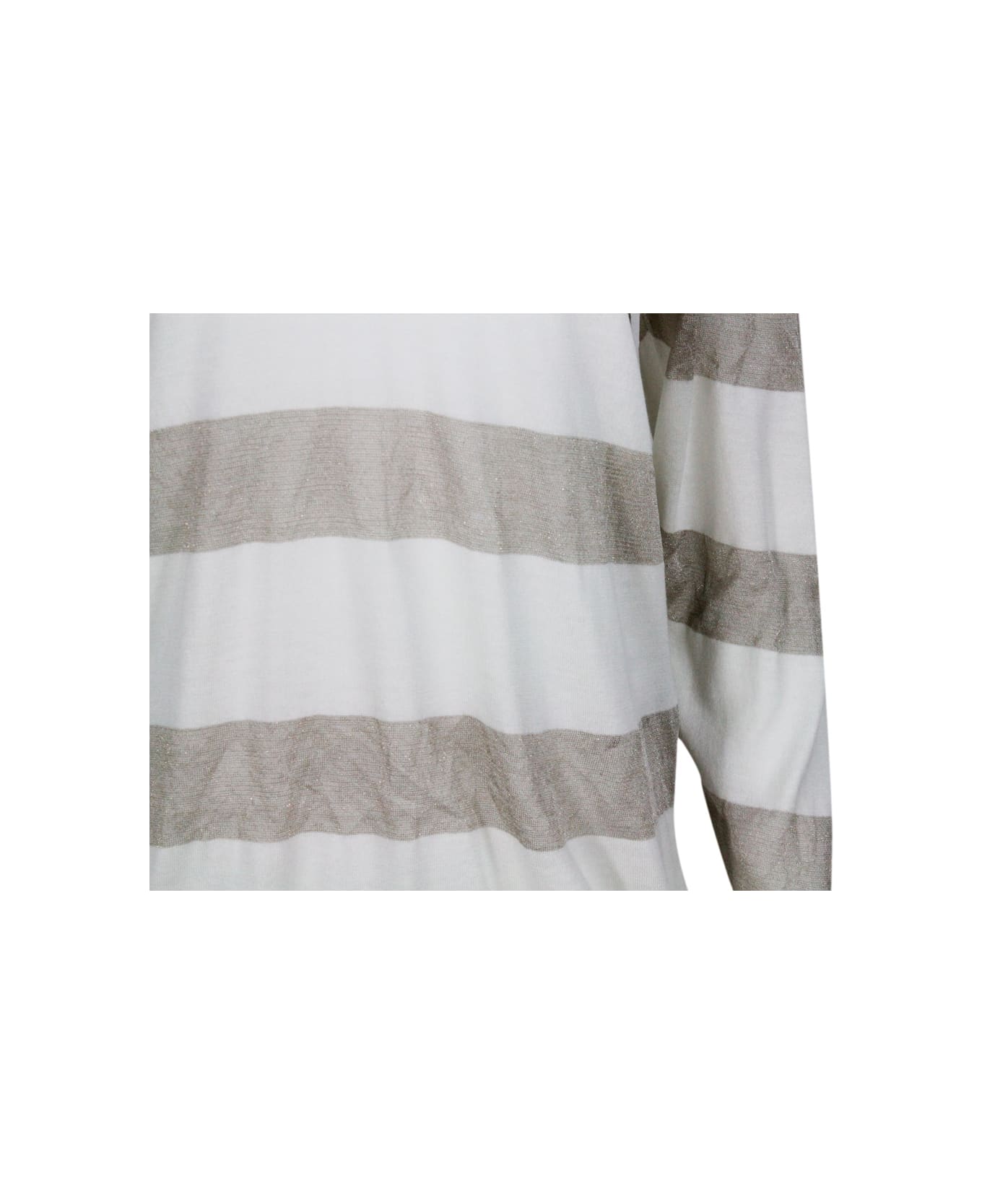 Fabiana Filippi Long-sleeved Silk And Cotton V-neck Sweater - cream