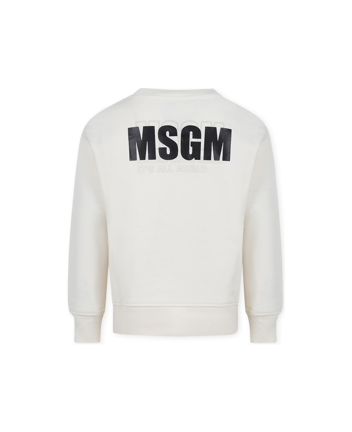 MSGM Ivory Sweatshirt For Kids With Logo - Ivory