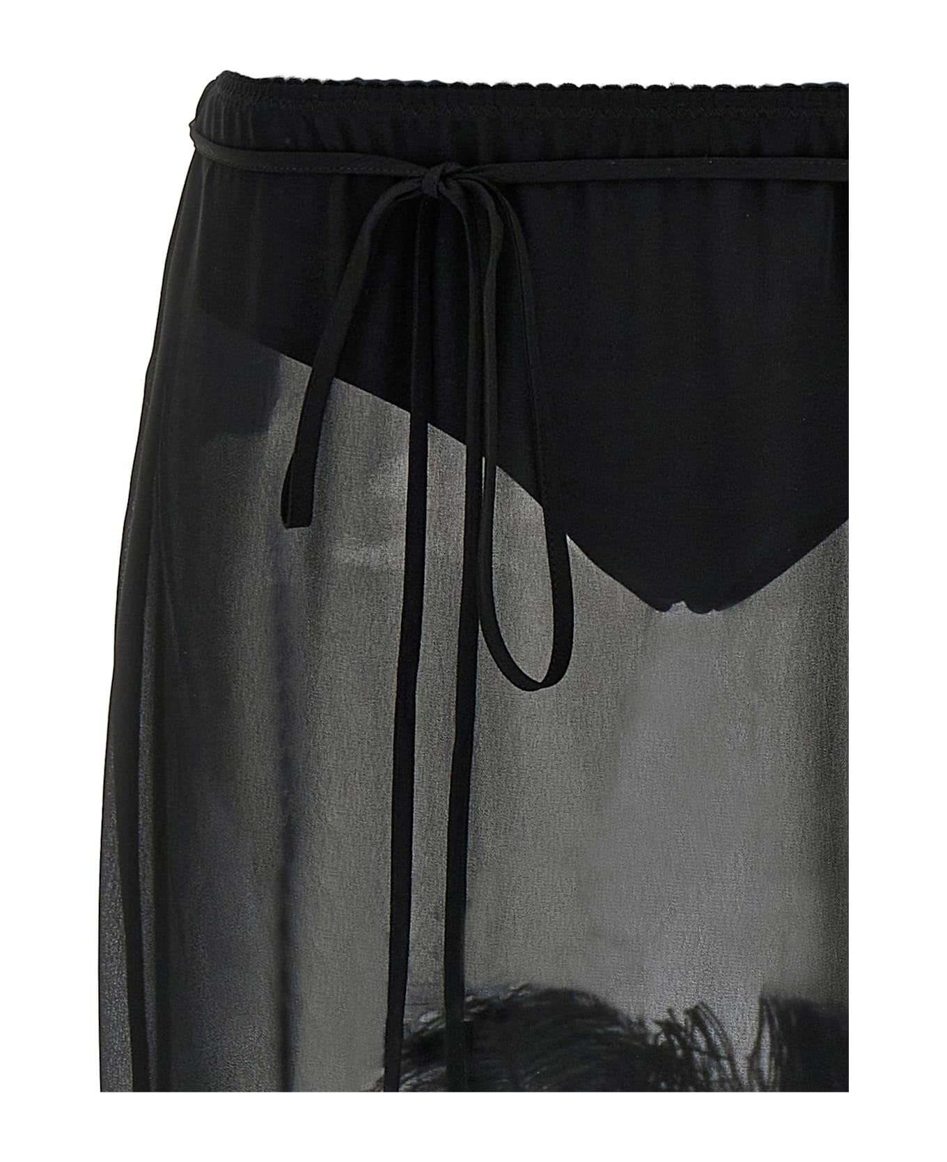 The Attico Feather Midi Skirt - Black  