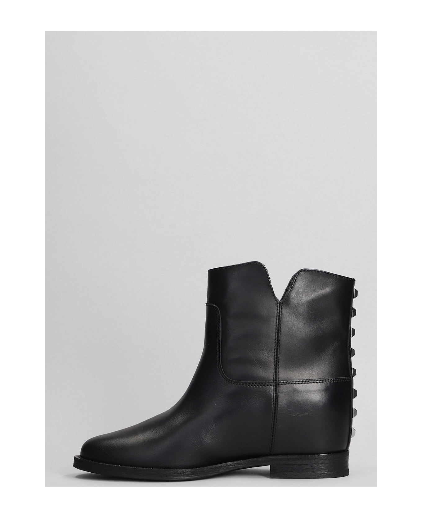 Via Roma 15 Ankle Boots Inside Wedge In Black Leather - black