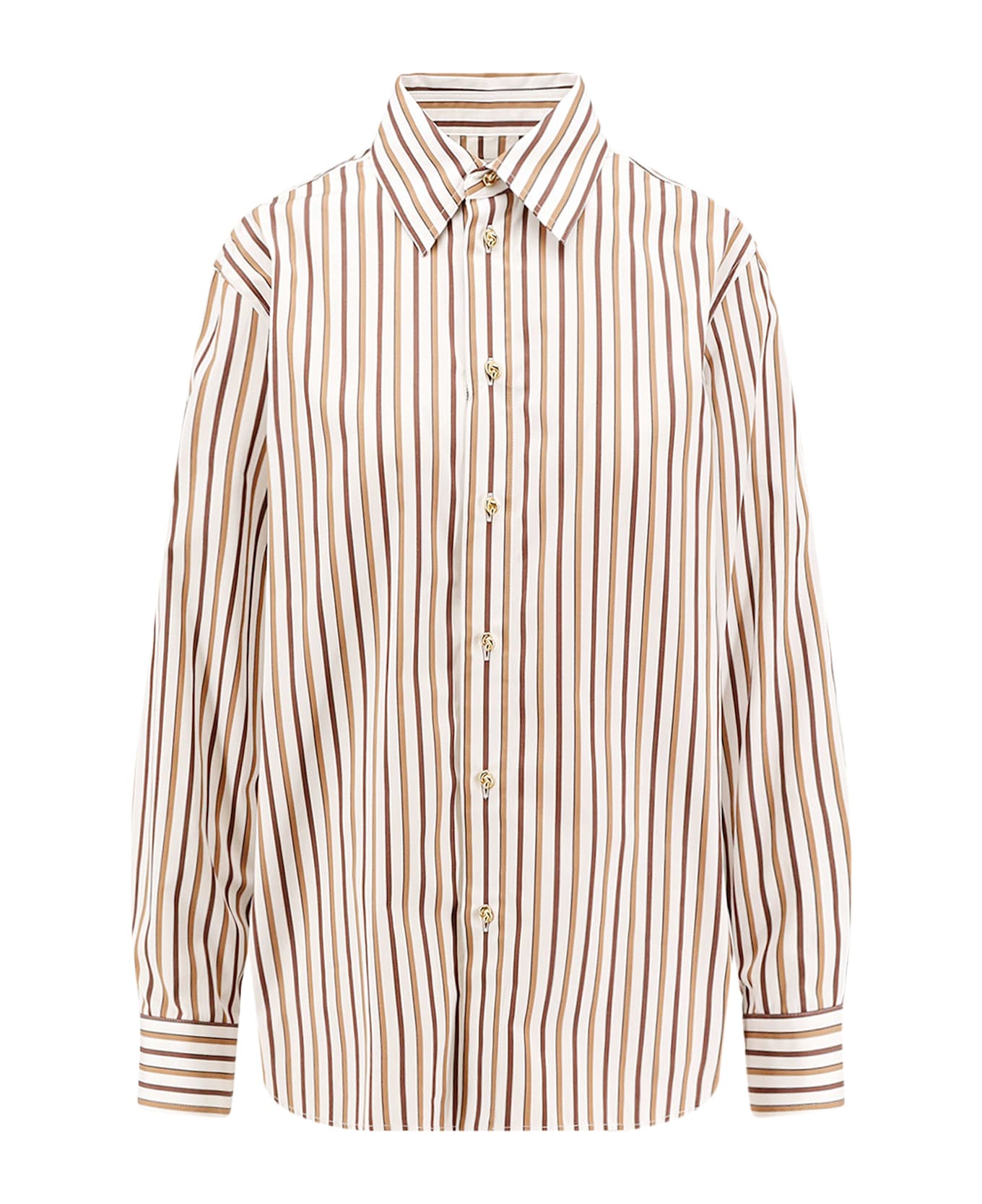 Bottega Veneta Cotton Shirt - Chalk/toffee/brown